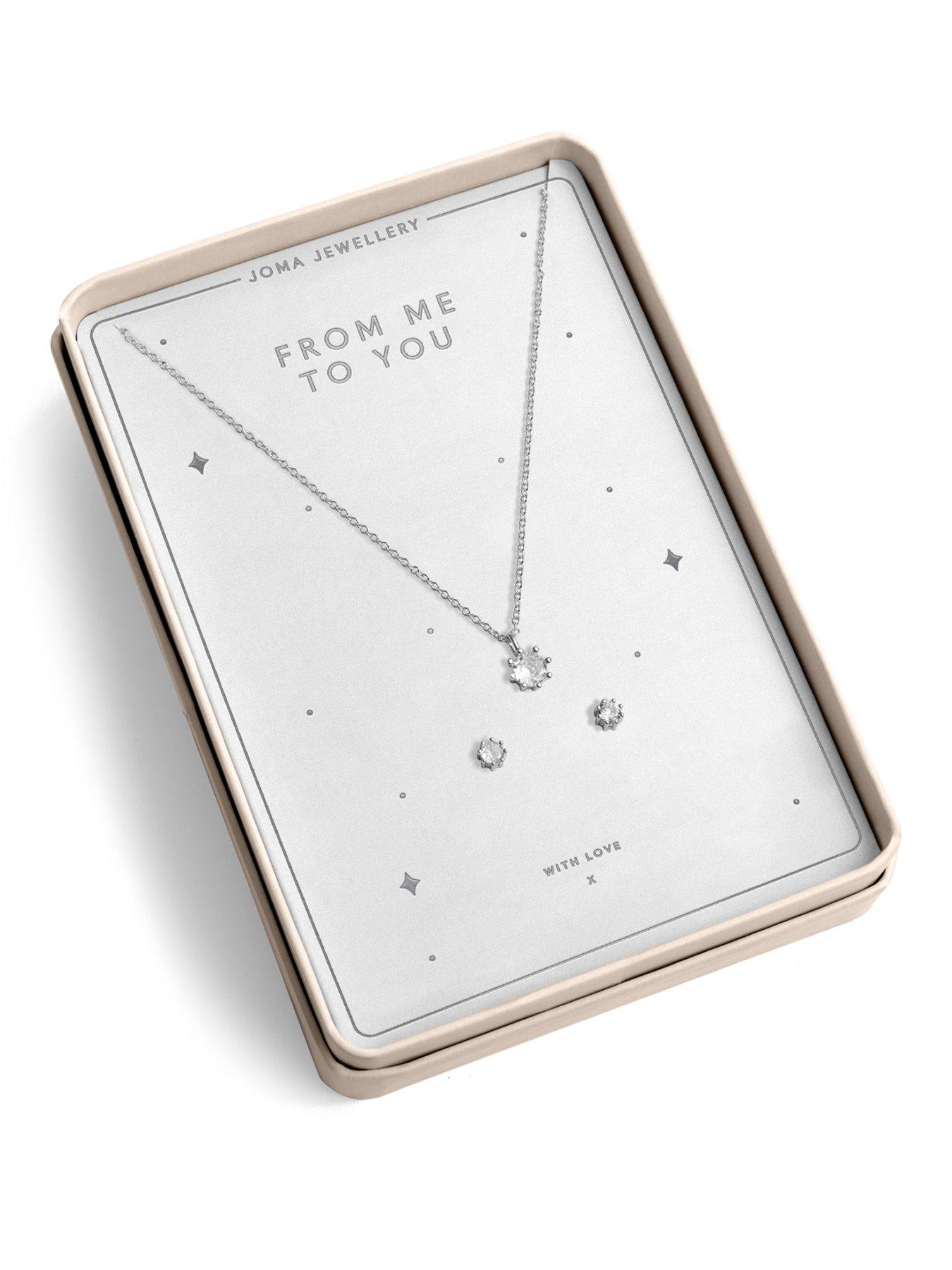 Image 1 of 7 of Joma Jewellery With Love Set From Me To You Necklace &amp; Earrings - Silver-plated