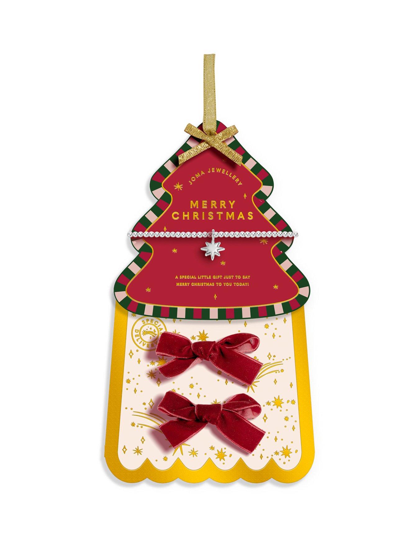 Joma Jewellery MERRY AND BRIGHT GIFT SET 'MERRY CHRISTMAS' Bracelet & Set of 2 Hairclips