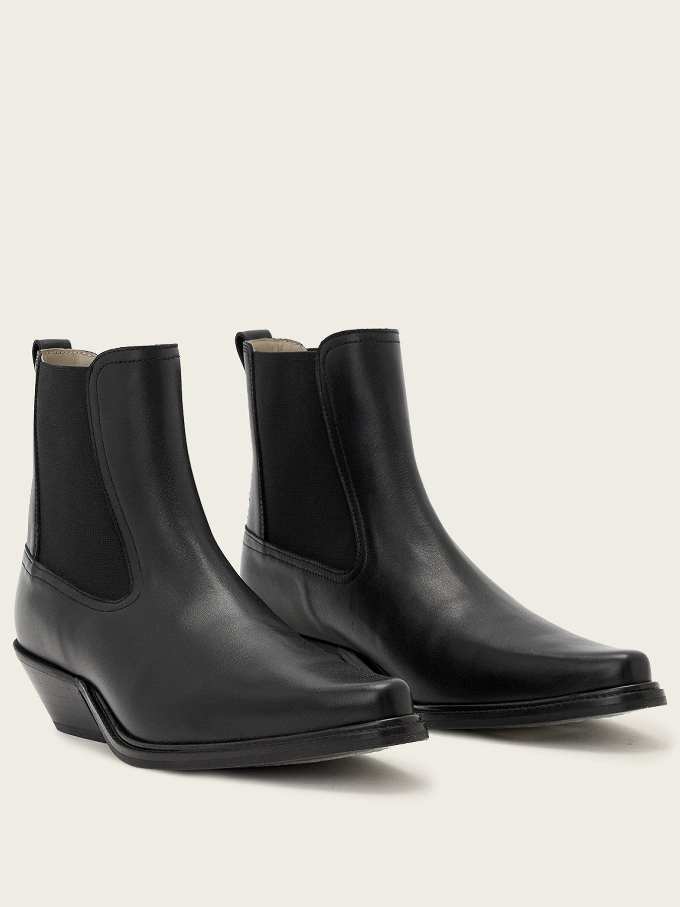 Image 2 of 6 of AllSaints Womens Carter Leather Elasticated Chelsea Ankle Boots - Black