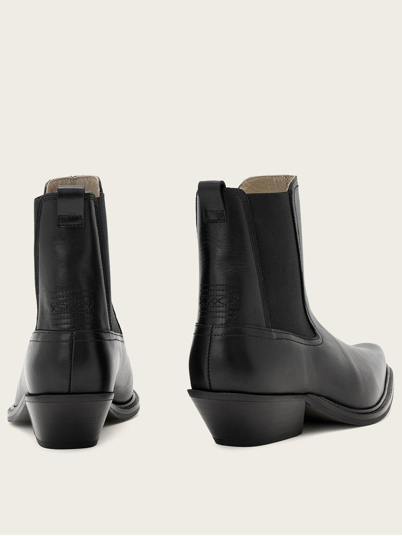 Image 3 of 6 of AllSaints Womens Carter Leather Elasticated Chelsea Ankle Boots - Black