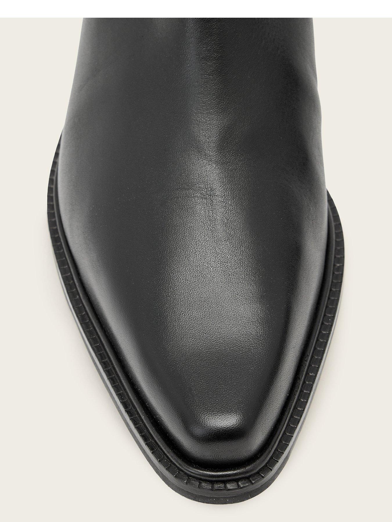 Image 4 of 6 of AllSaints Womens Carter Leather Elasticated Chelsea Ankle Boots - Black