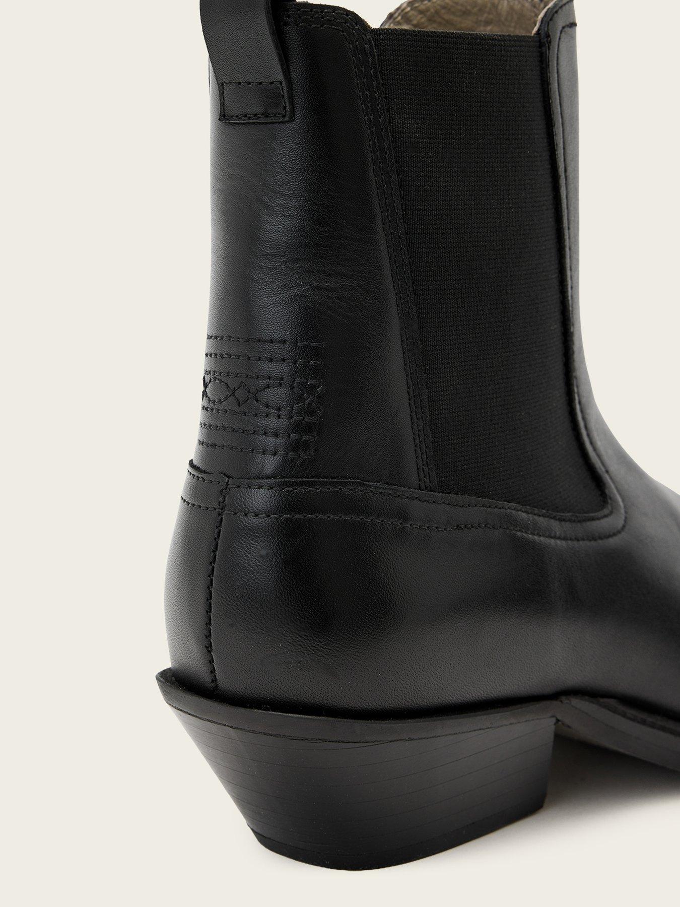 Image 6 of 6 of AllSaints Womens Carter Leather Elasticated Chelsea Ankle Boots - Black