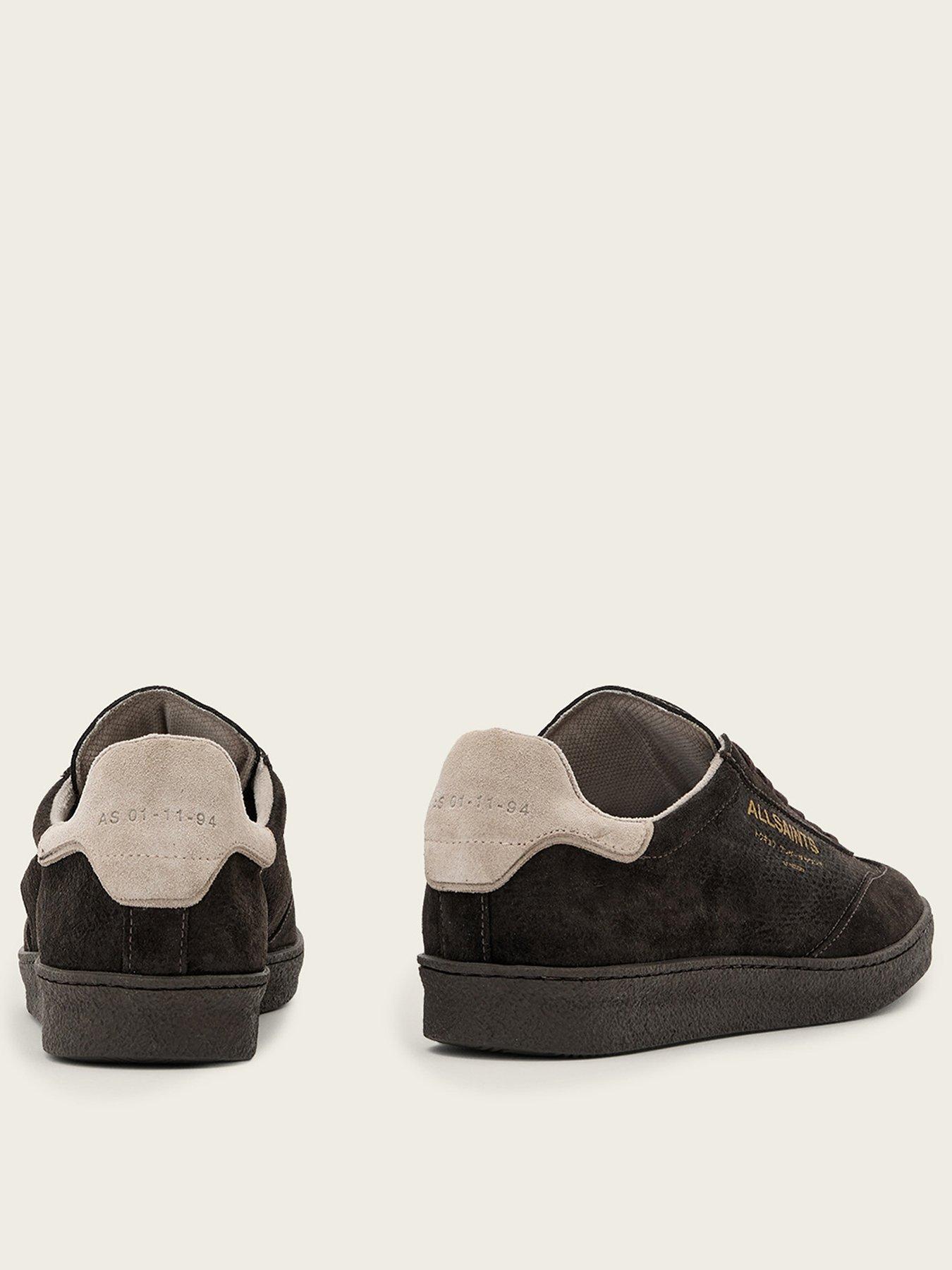 Image 3 of 6 of AllSaints Womens Hair-On Leather Suede Panel Lace-Up Trainers - Brown