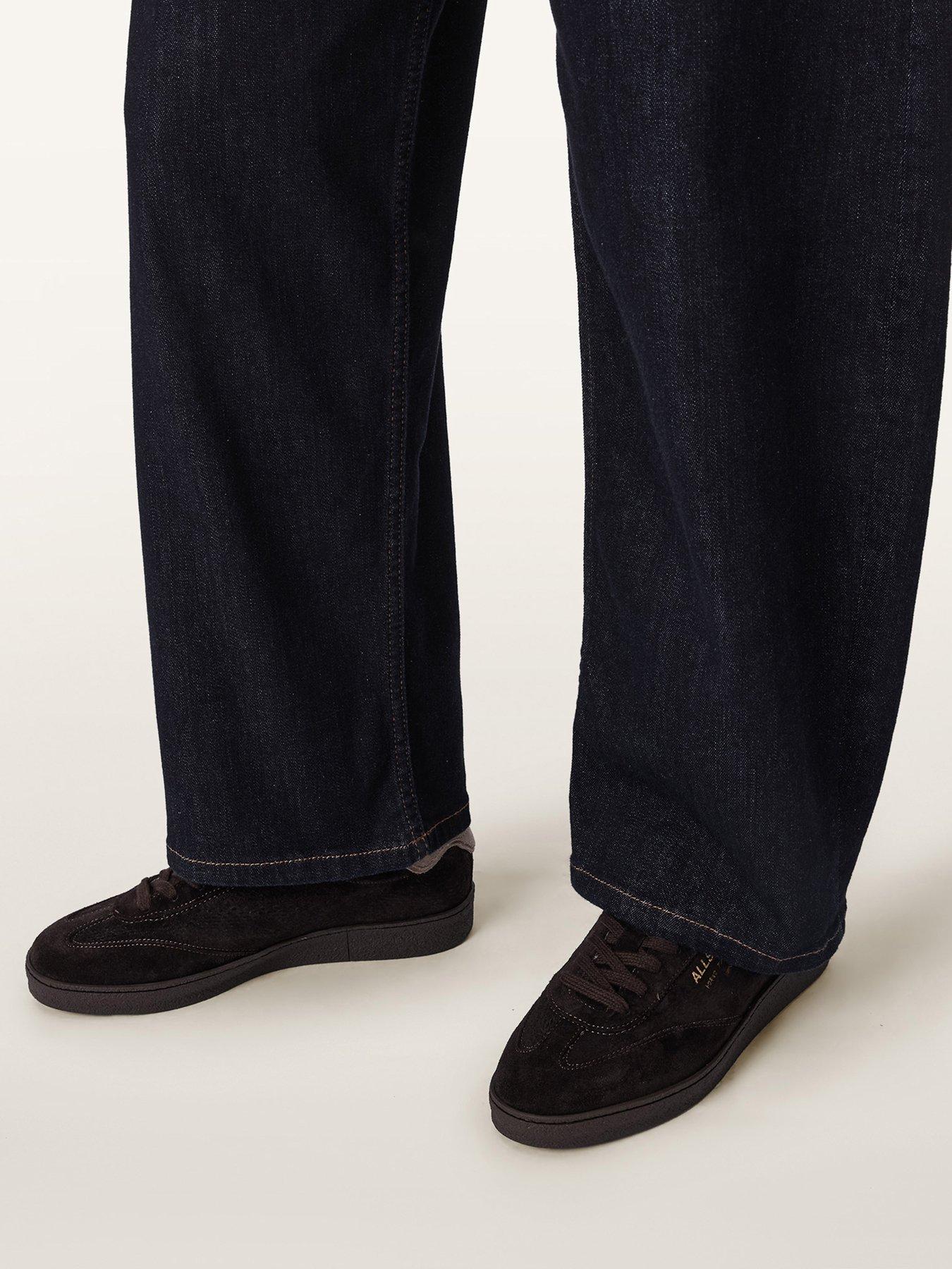 Image 6 of 6 of AllSaints Womens Hair-On Leather Suede Panel Lace-Up Trainers - Brown