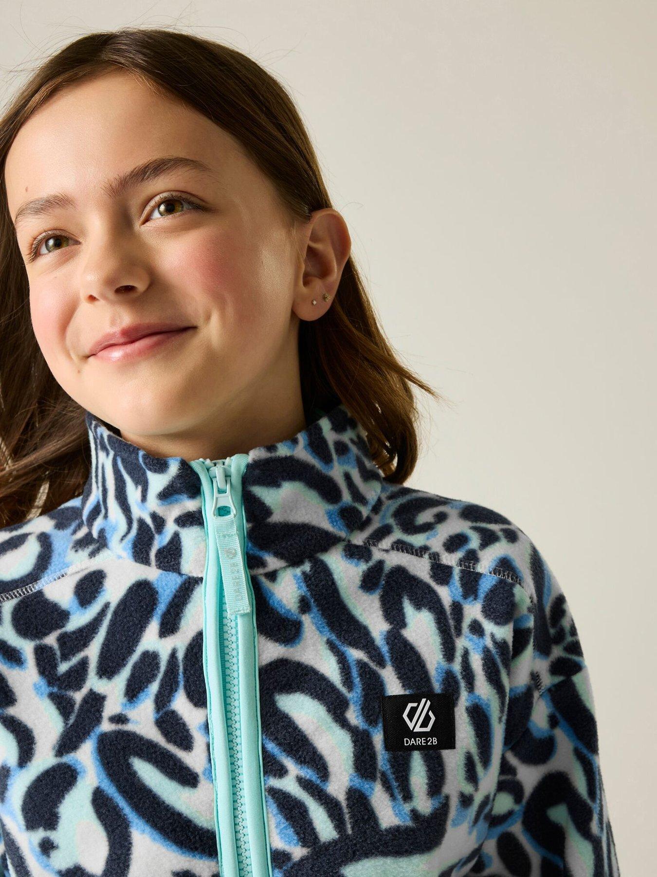 Image 6 of 7 of Dare 2b Girls Wing It Animal Print Full Zip Ski Fleece - Blue