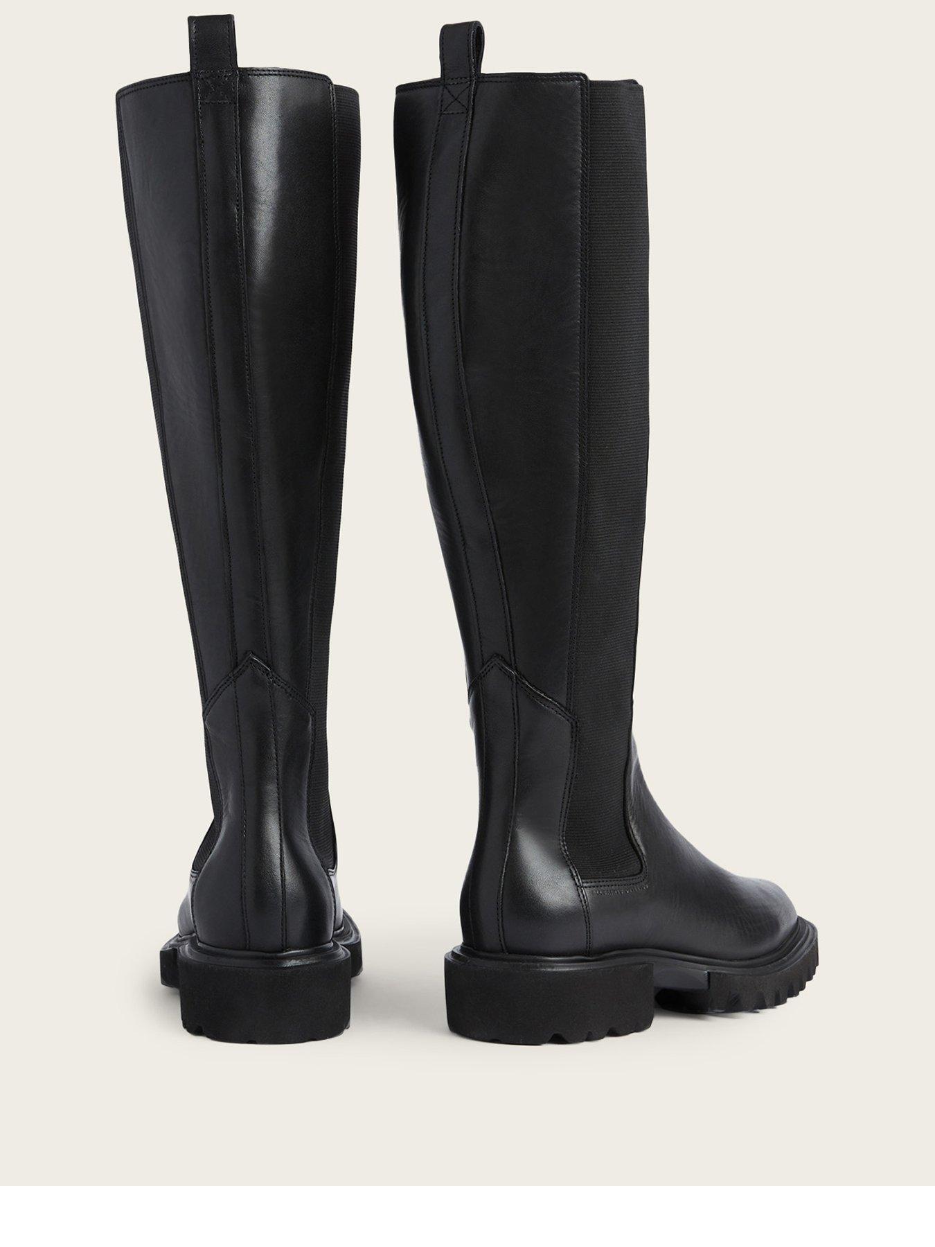 Image 3 of 6 of AllSaints Womens Maeve Elasticated Chunky Sole Knee High Boots - Black