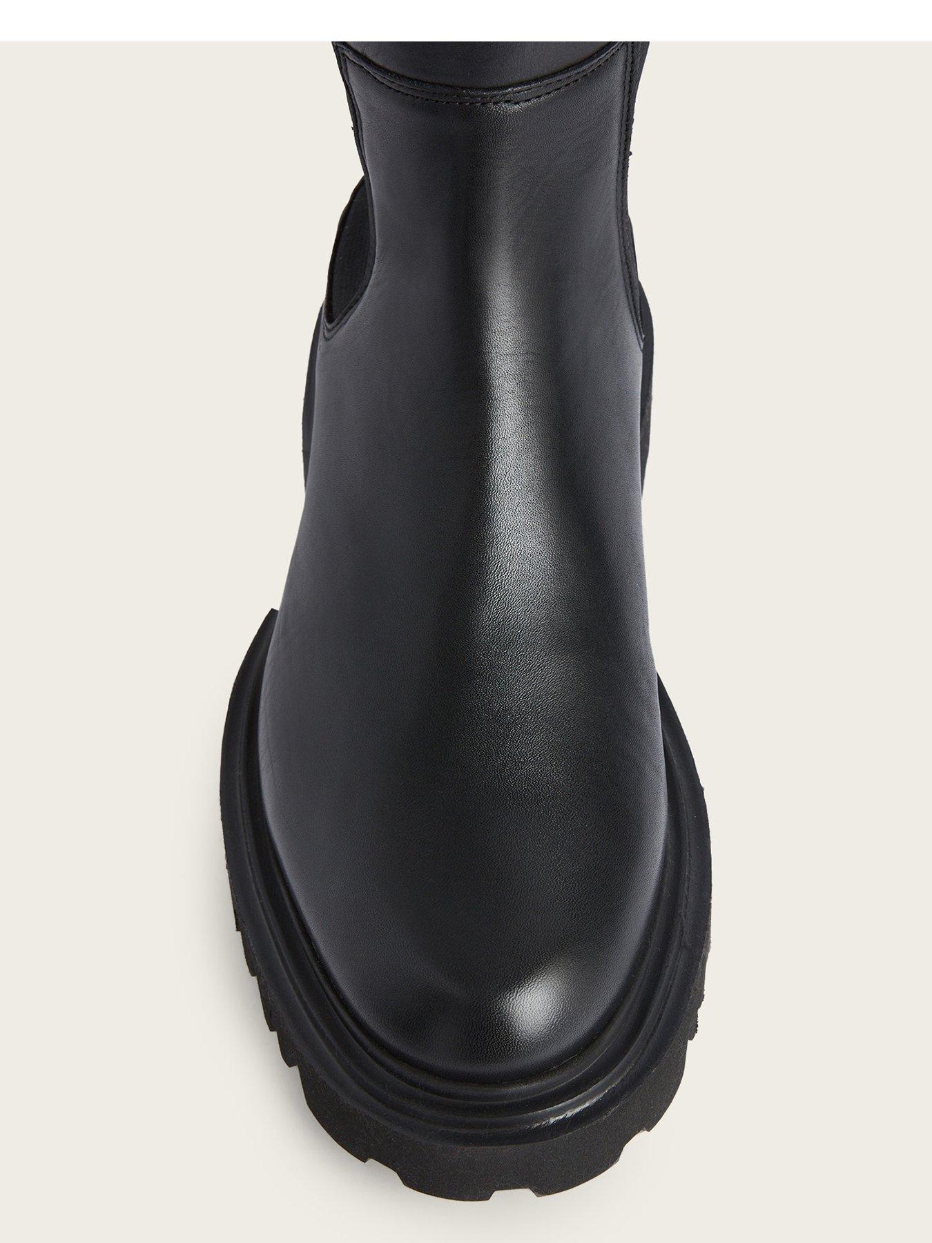 Image 4 of 6 of AllSaints Womens Maeve Elasticated Chunky Sole Knee High Boots - Black