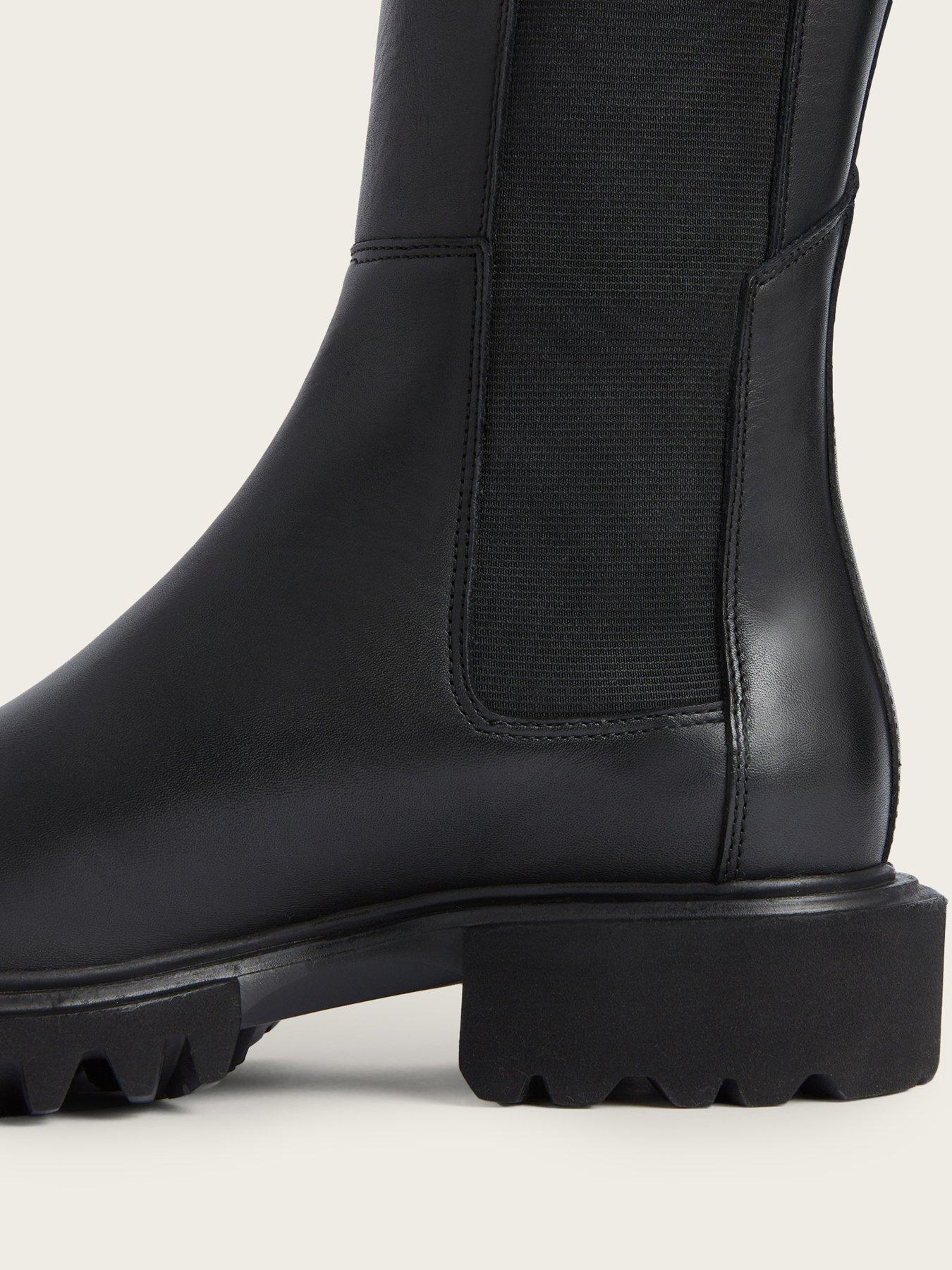 Image 5 of 6 of AllSaints Womens Maeve Elasticated Chunky Sole Knee High Boots - Black