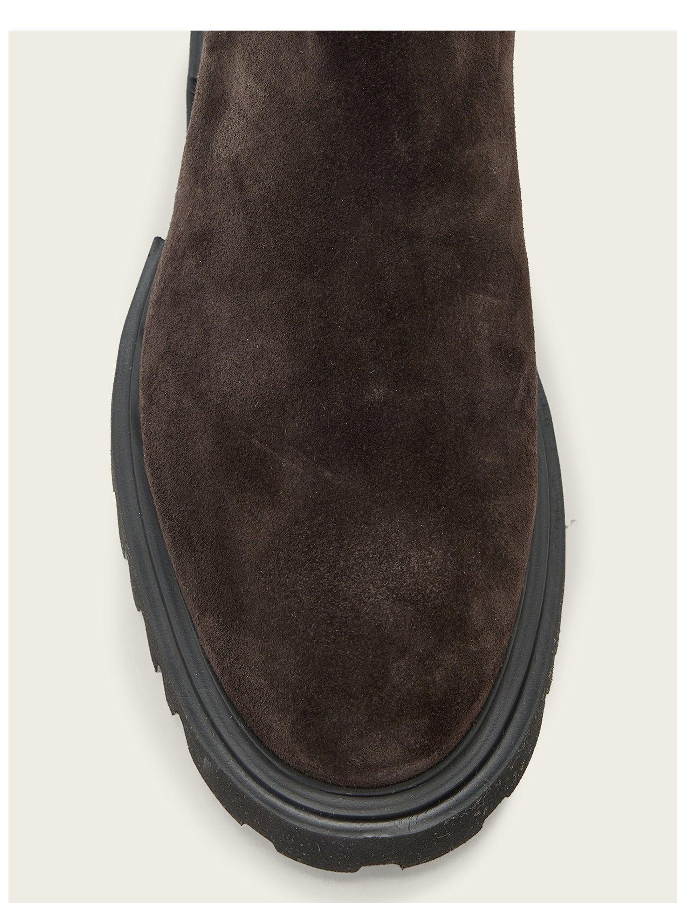 Image 4 of 6 of AllSaints Womens Maeve &nbsp;Knee High Suede Panel Boots - Brown