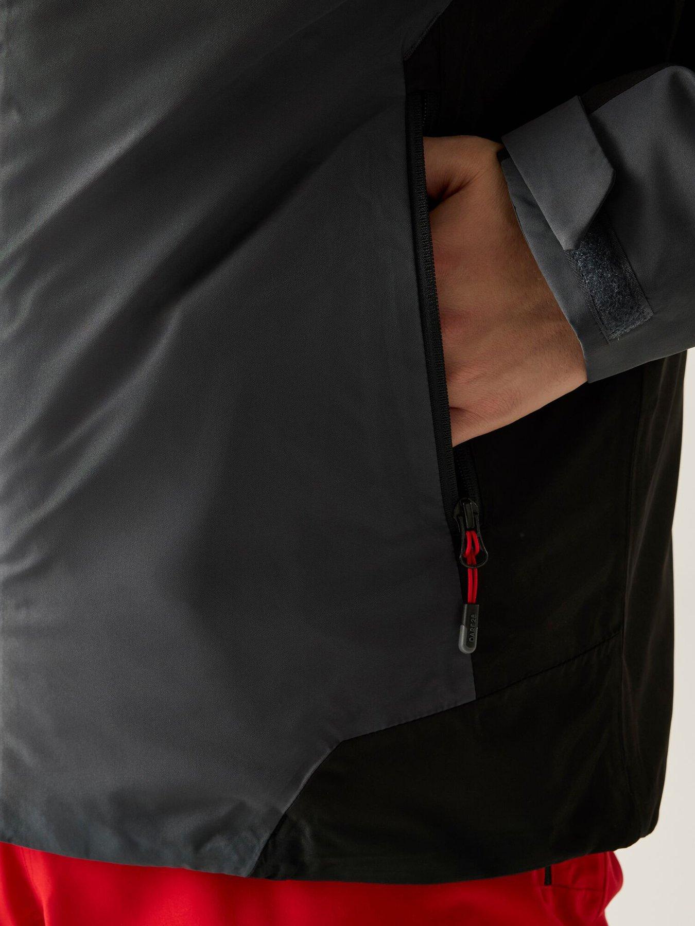 Image 6 of 7 of Dare 2b Mens Precision Ii Ski Jacket -black/ebony/danger Red