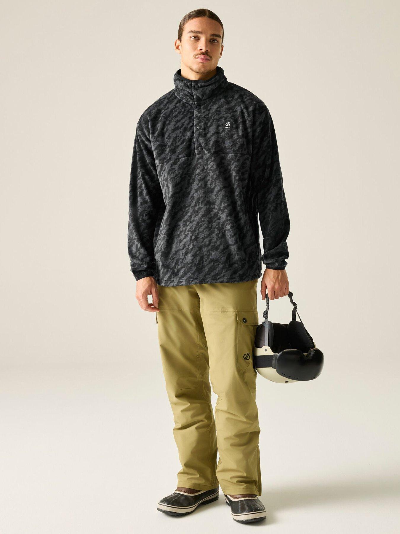 Image 3 of 7 of Dare 2b Mens Printed Half-Snap Funnel Neck Ski Fleece Jacket - Black