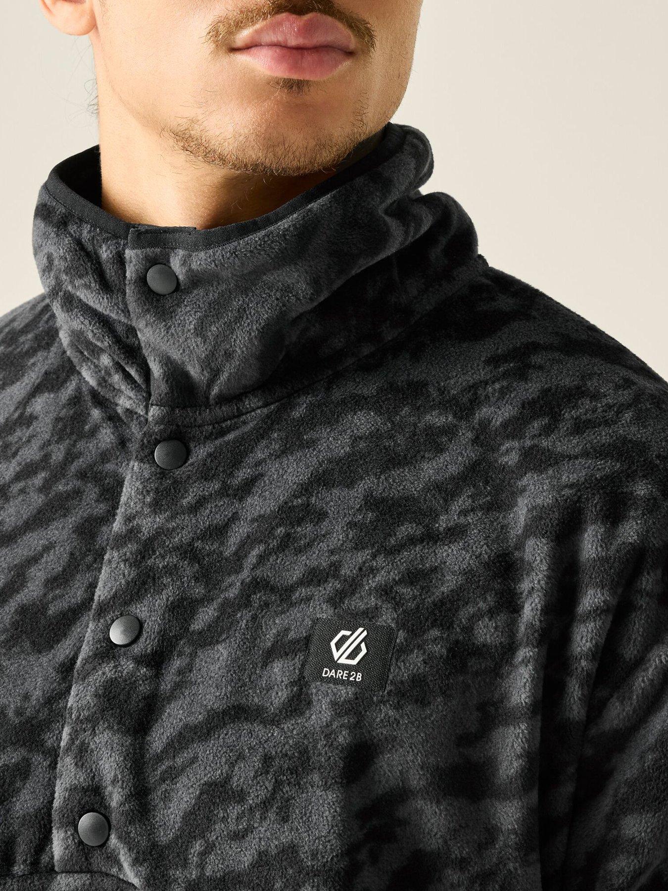 Image 4 of 7 of Dare 2b Mens Printed Half-Snap Funnel Neck Ski Fleece Jacket - Black