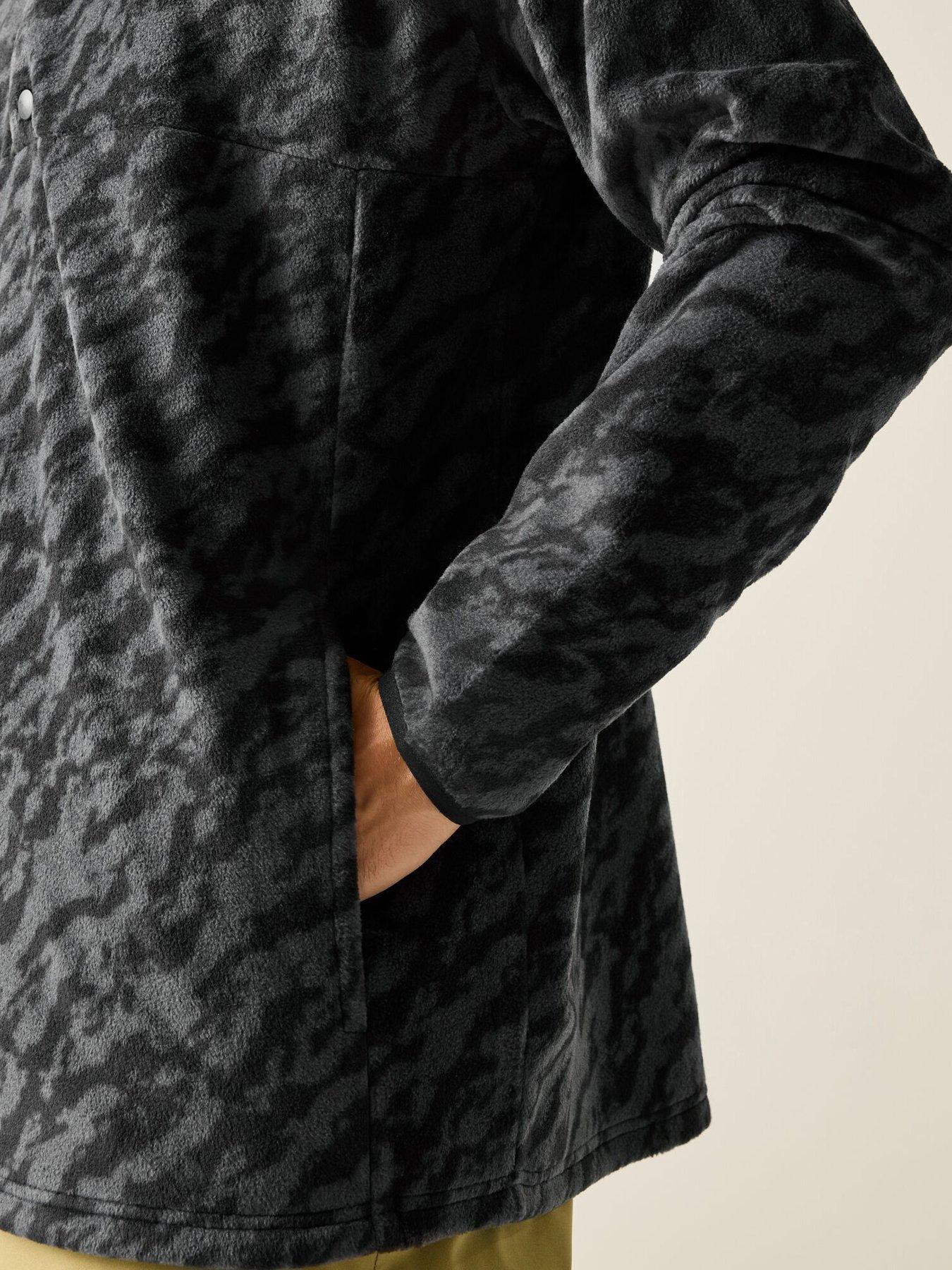 Image 5 of 7 of Dare 2b Mens Printed Half-Snap Funnel Neck Ski Fleece Jacket - Black