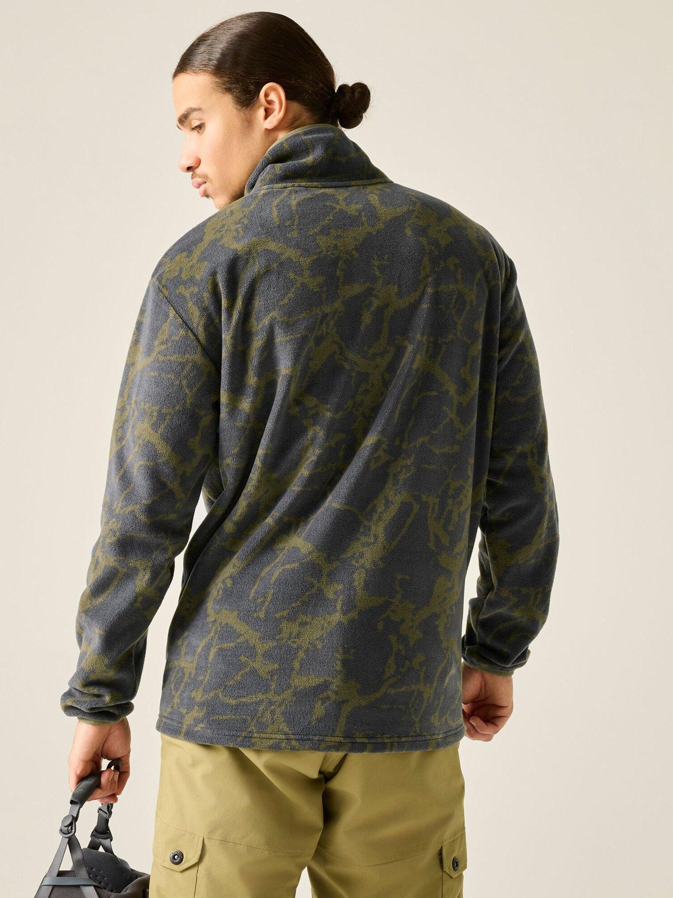Image 2 of 7 of Dare 2b Mens Printed Popper Neck Ski Fleece - Martini Olive Cracked Print