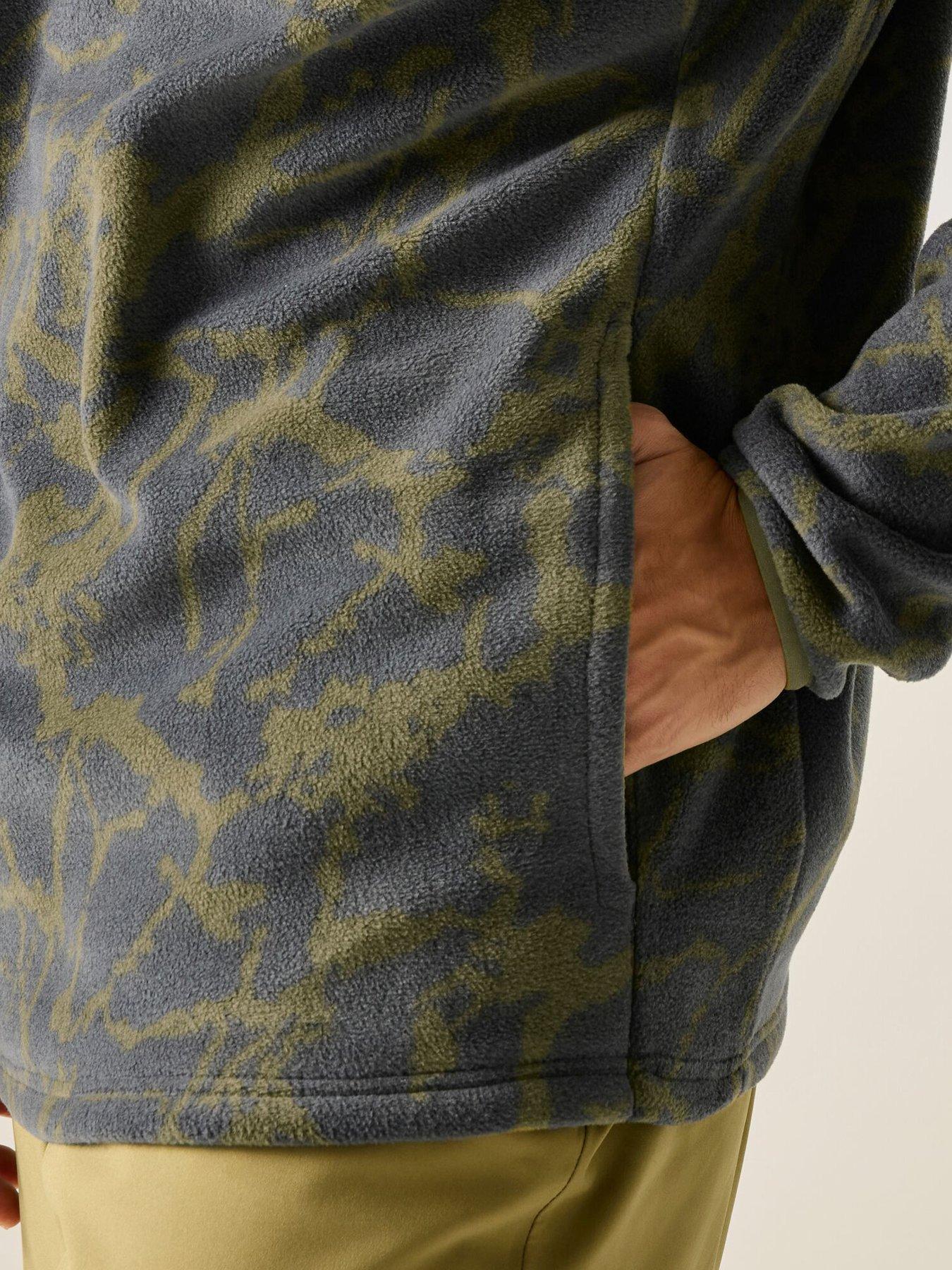 Image 4 of 7 of Dare 2b Mens Printed Popper Neck Ski Fleece - Martini Olive Cracked Print