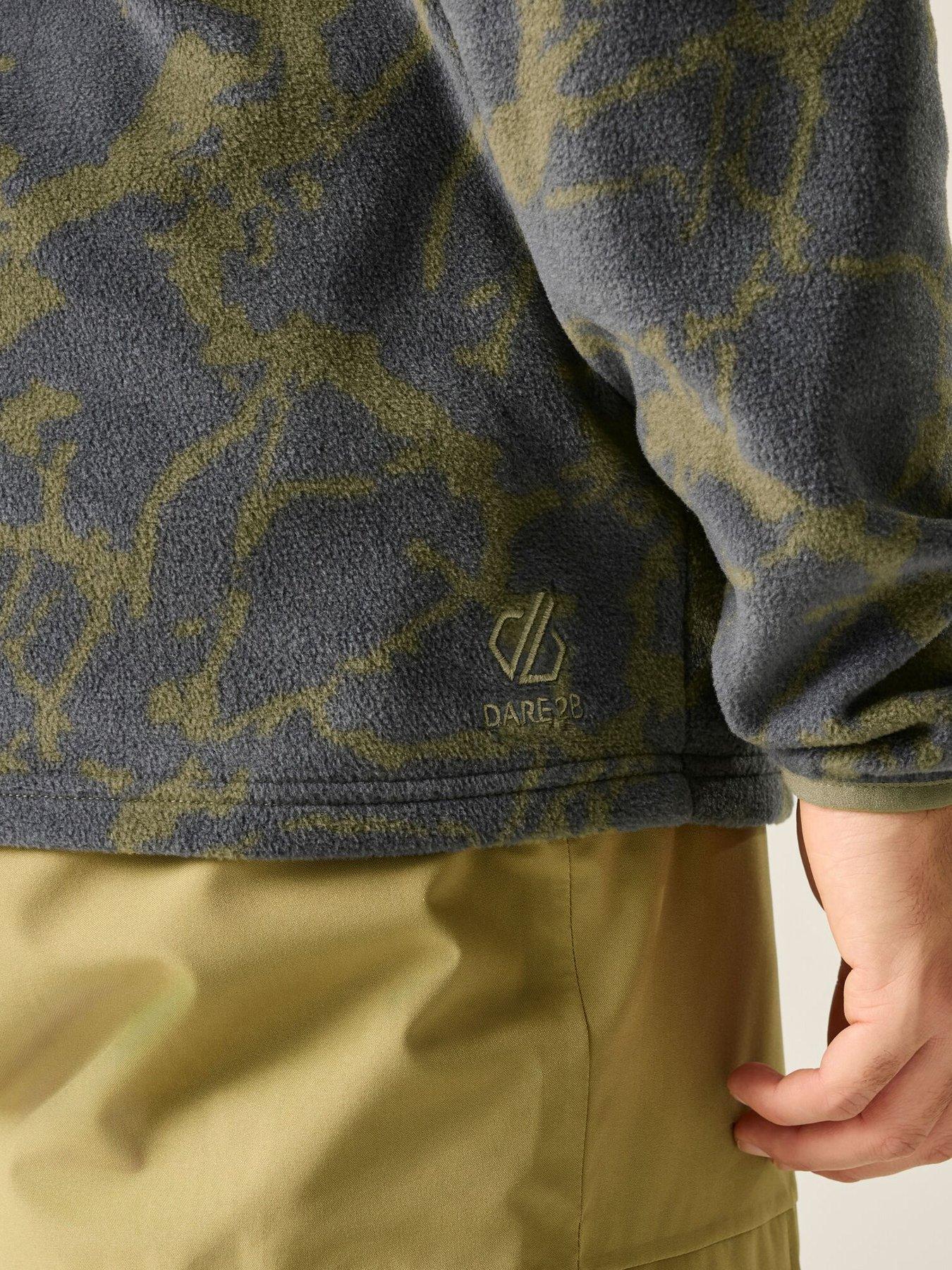 Image 6 of 7 of Dare 2b Mens Printed Popper Neck Ski Fleece - Martini Olive Cracked Print