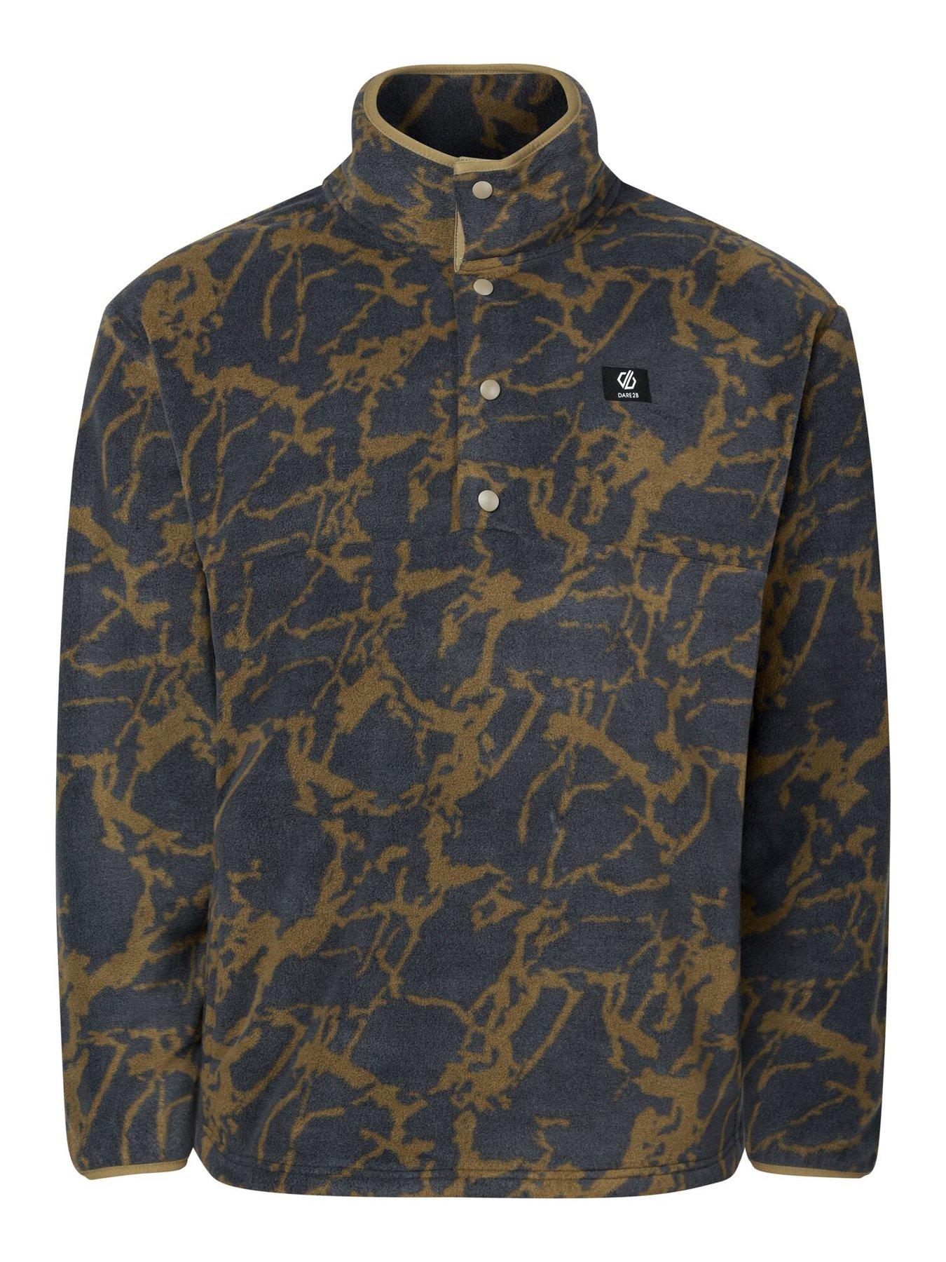Image 7 of 7 of Dare 2b Mens Printed Popper Neck Ski Fleece - Martini Olive Cracked Print