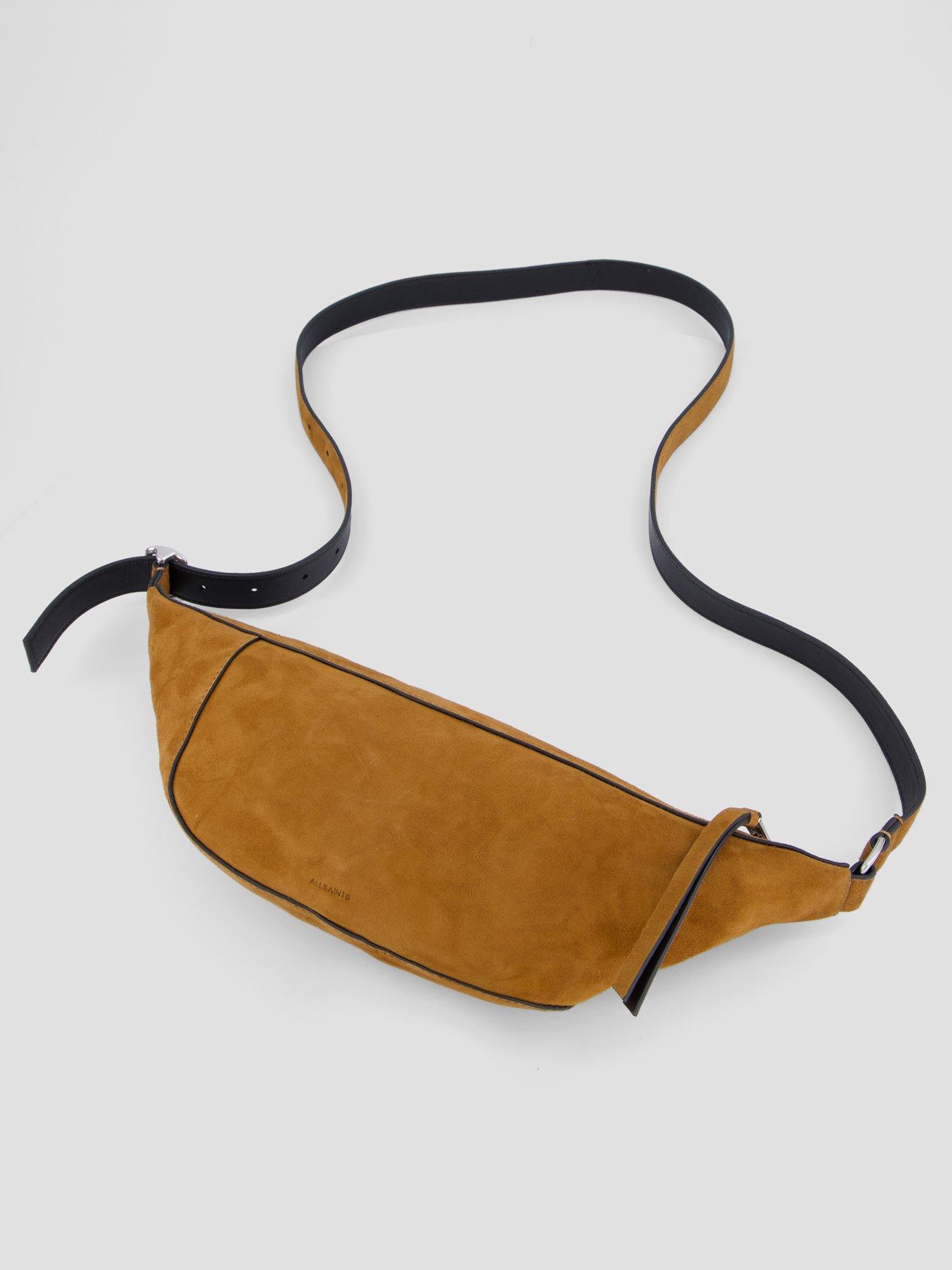 Image 2 of 5 of AllSaints Womens Panelled Suede Adjustable Strap Crossbody Bag - Brown