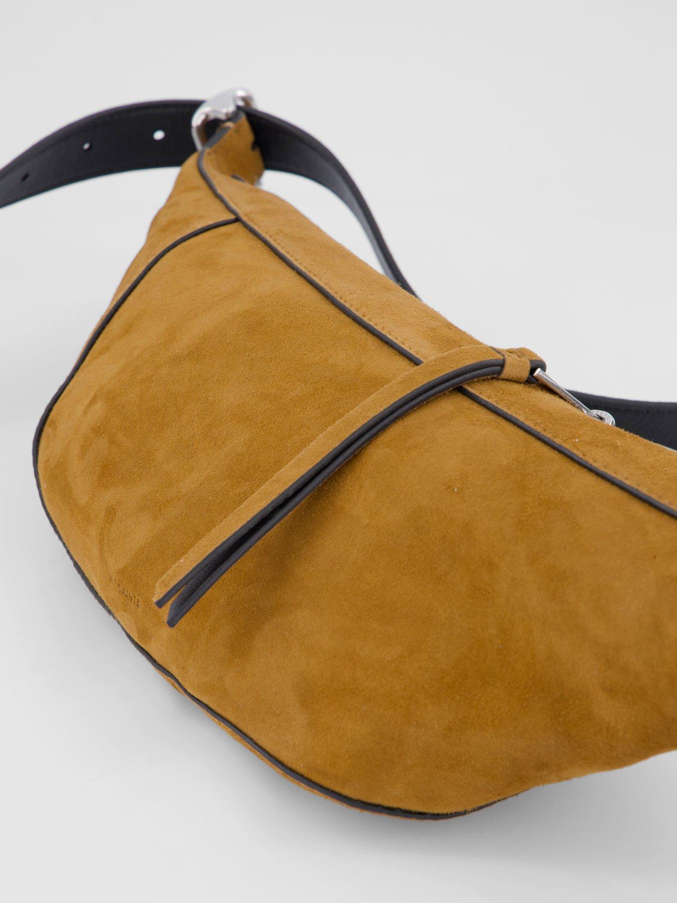 Image 3 of 5 of AllSaints Womens Panelled Suede Adjustable Strap Crossbody Bag - Brown
