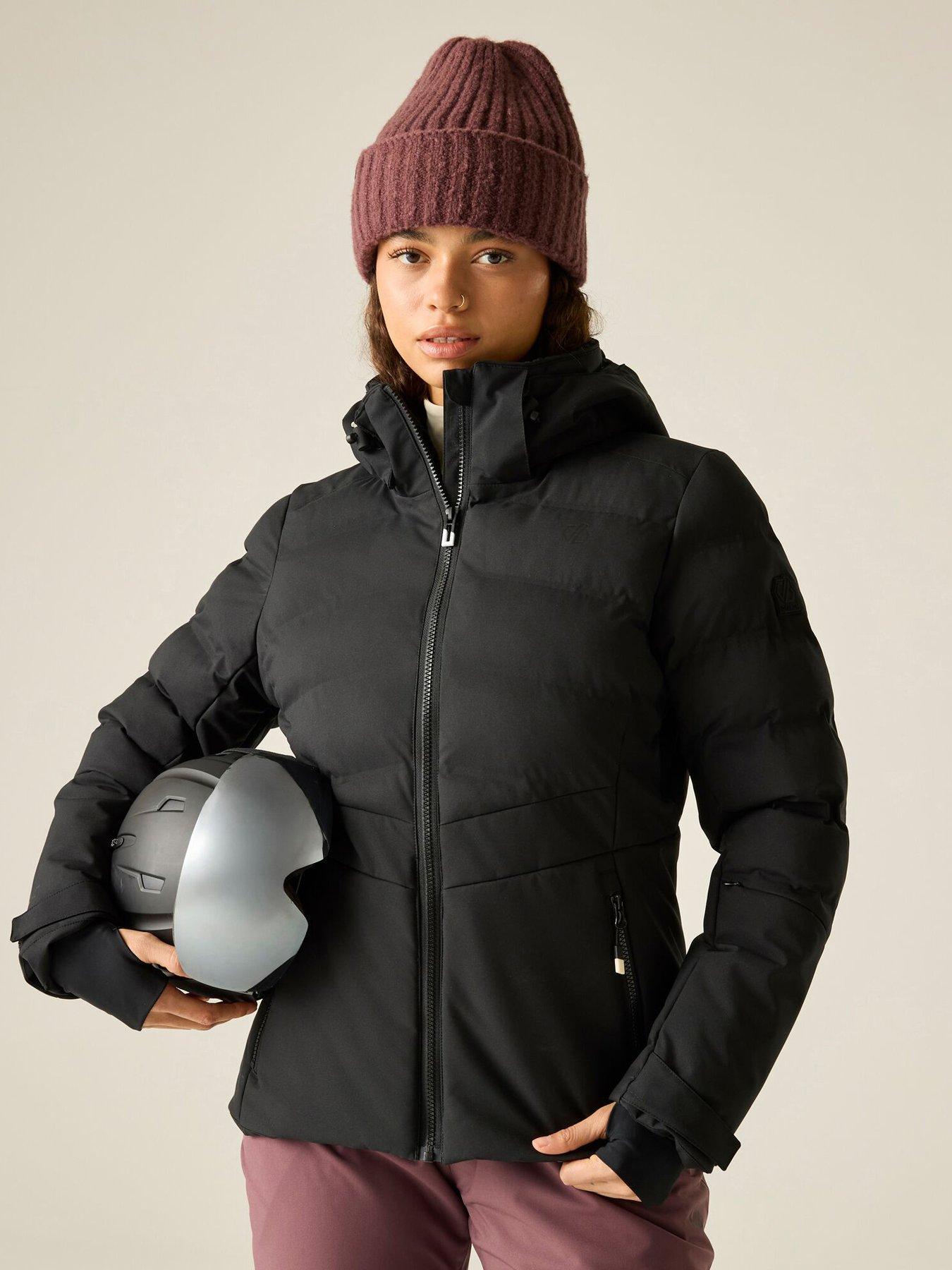 Image 1 of 7 of Dare 2b Womens Gliding II Insulated Hooded Full Zip Ski Jacket - Black