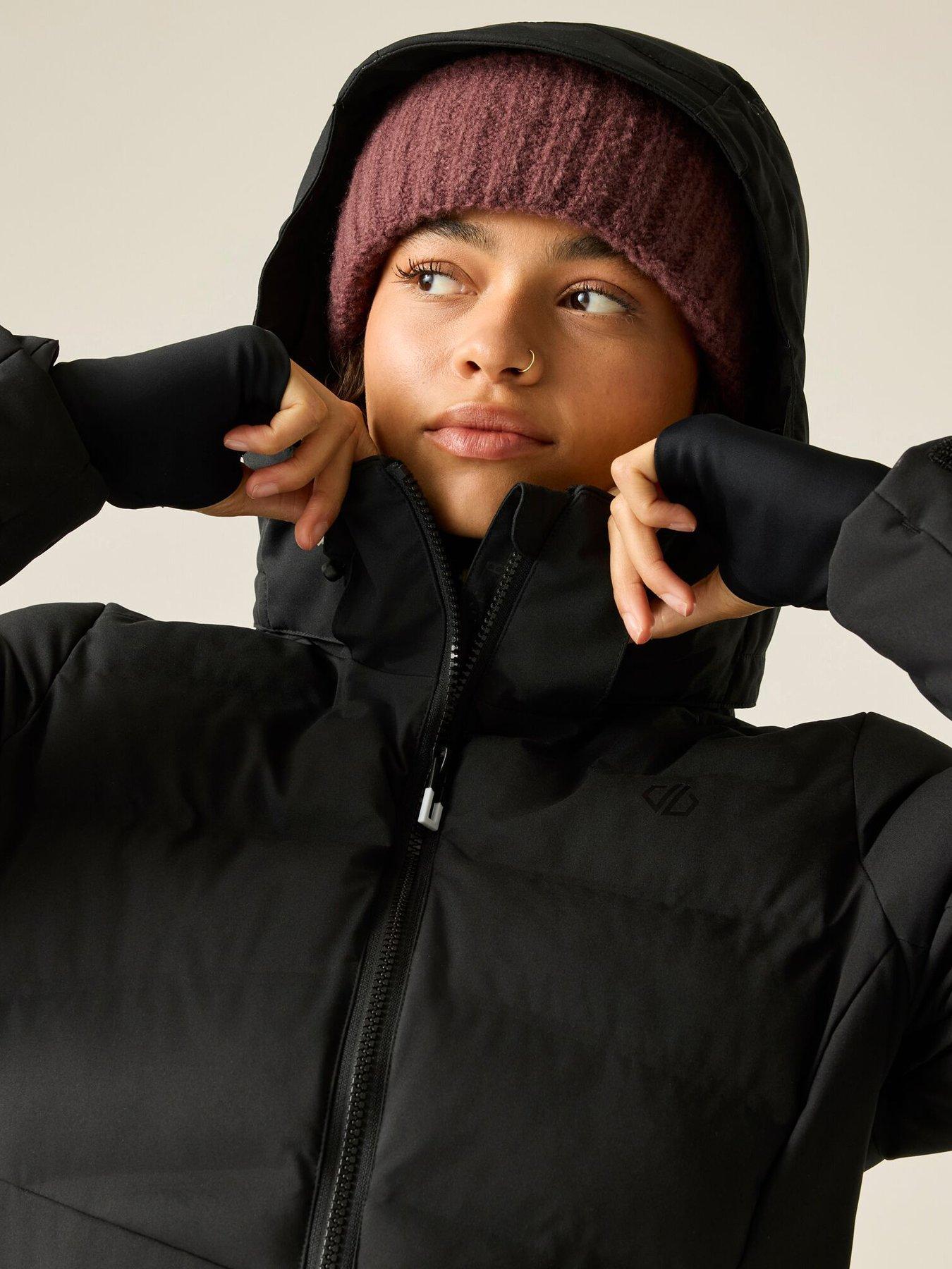 Image 4 of 7 of Dare 2b Womens Gliding II Insulated Hooded Full Zip Ski Jacket - Black