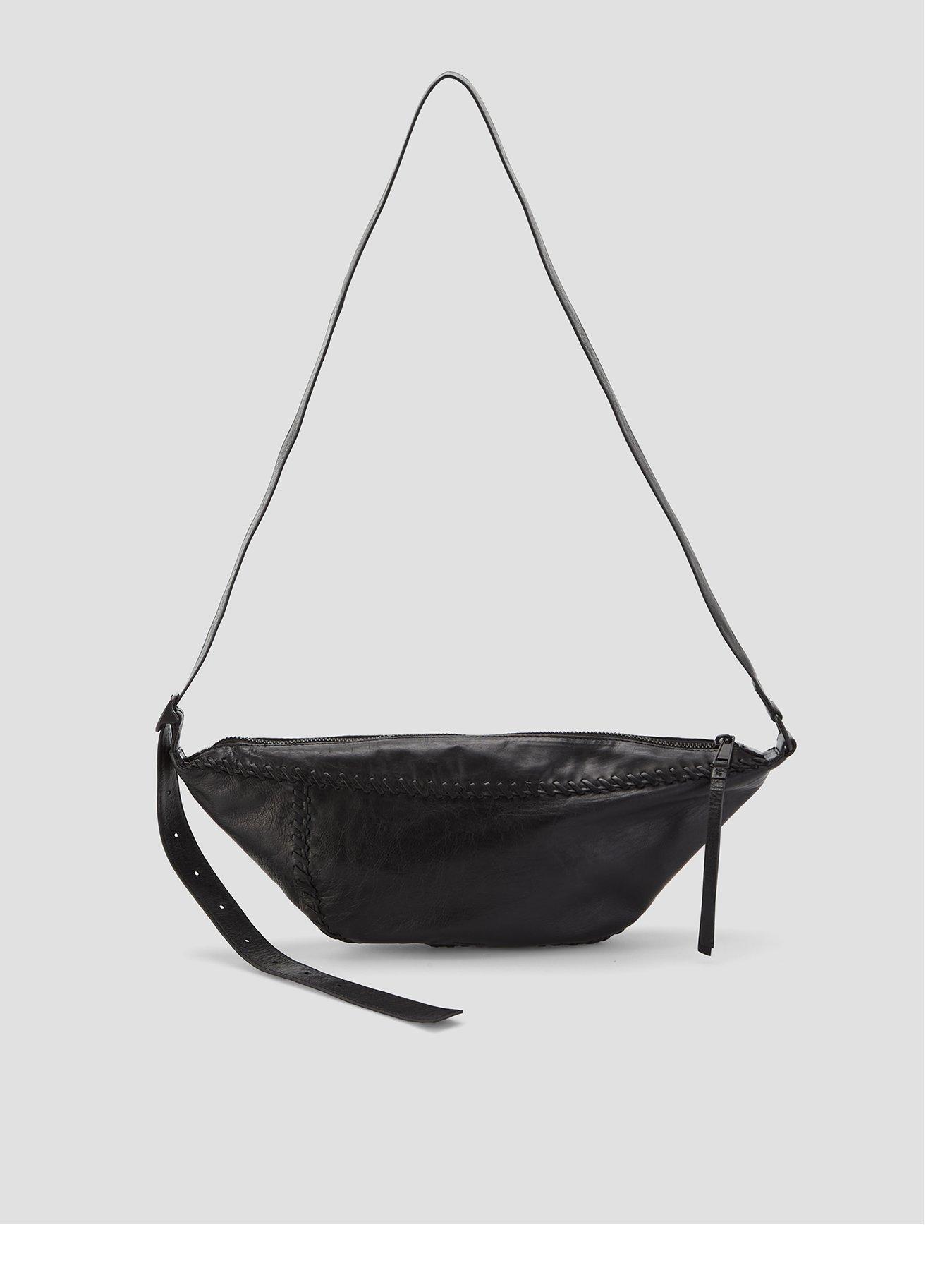 Image 1 of 4 of AllSaints Womens Whipstitch Zip Crossbody Bag - Black