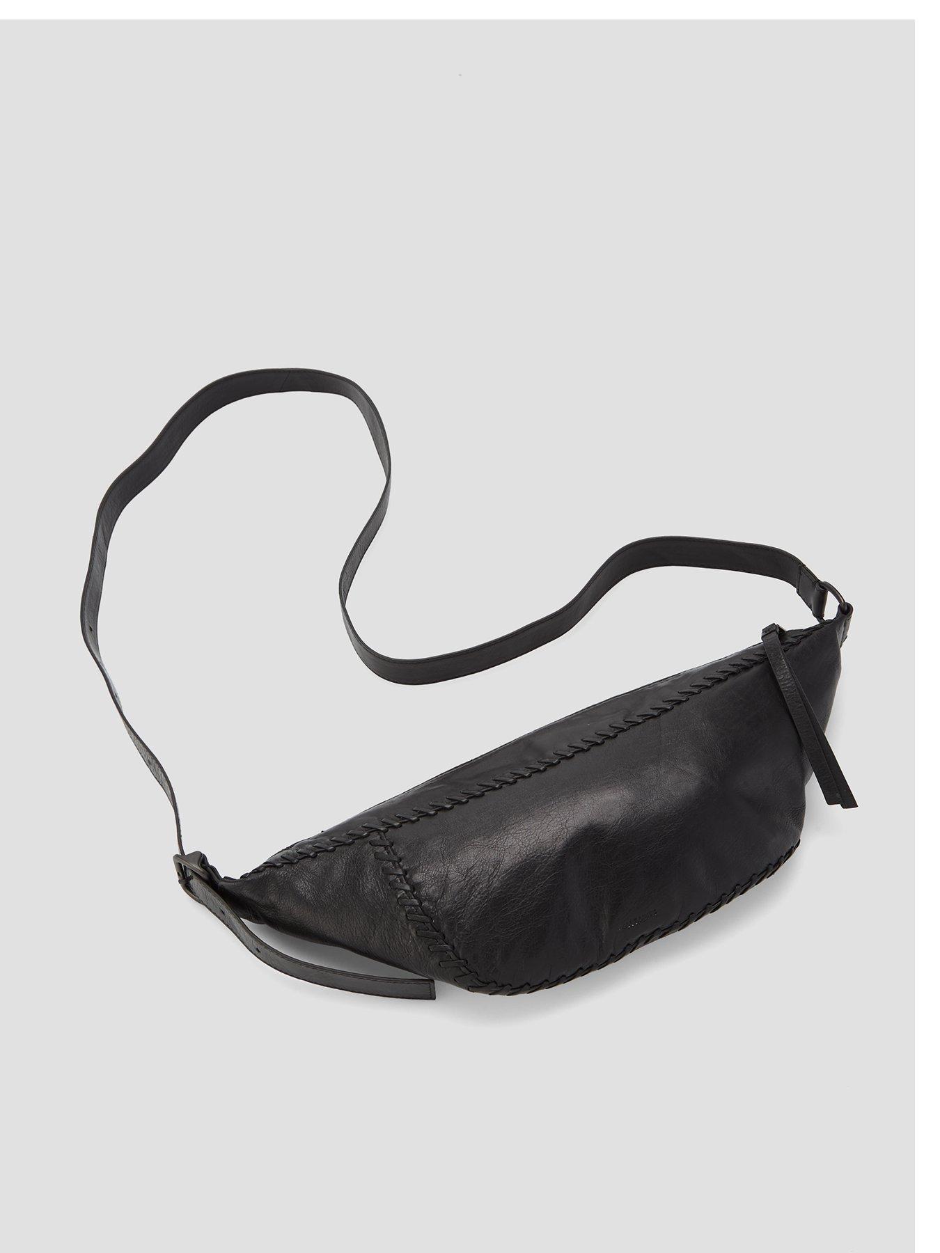 Image 2 of 4 of AllSaints Womens Whipstitch Zip Crossbody Bag - Black