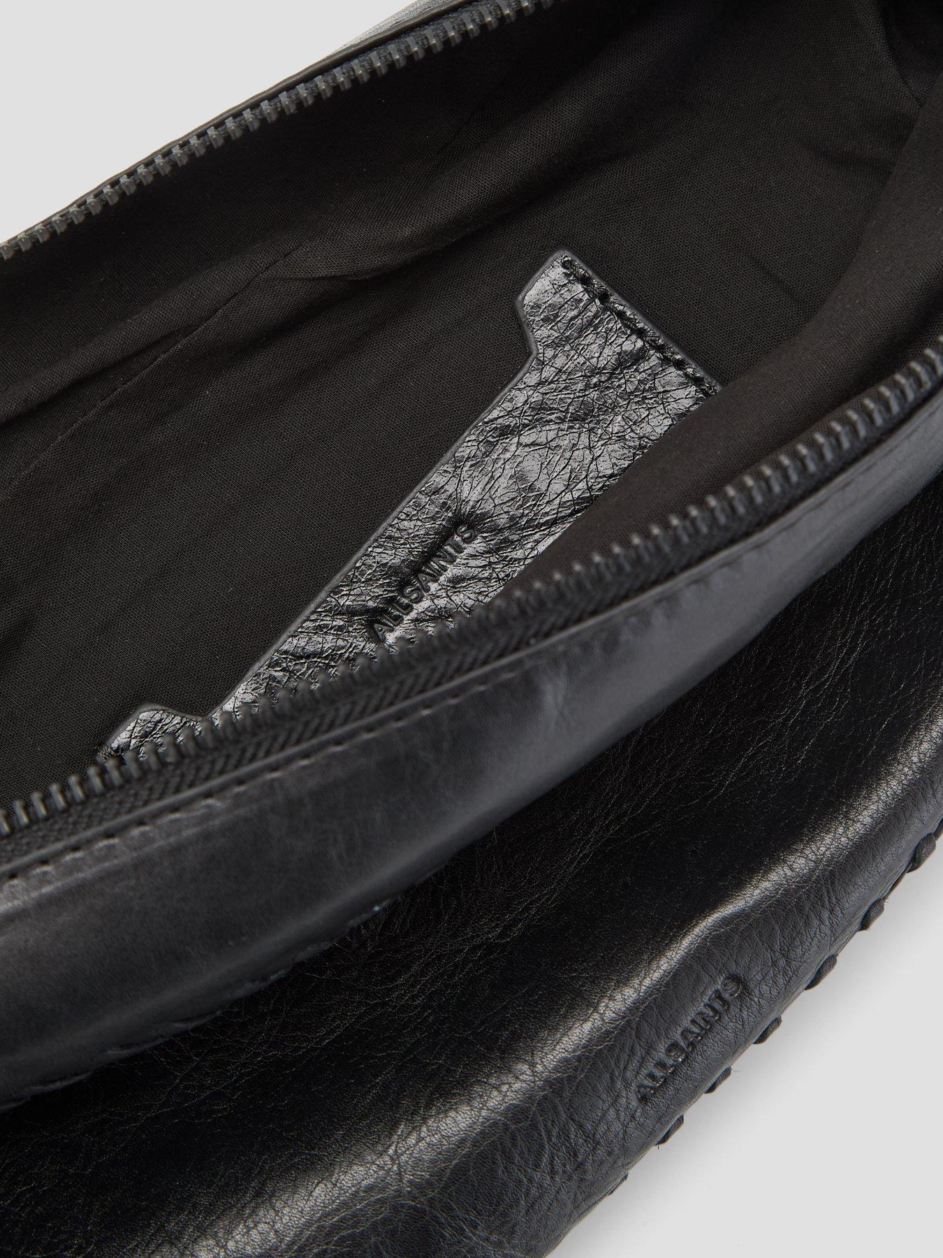 Image 4 of 4 of AllSaints Womens Whipstitch Zip Crossbody Bag - Black
