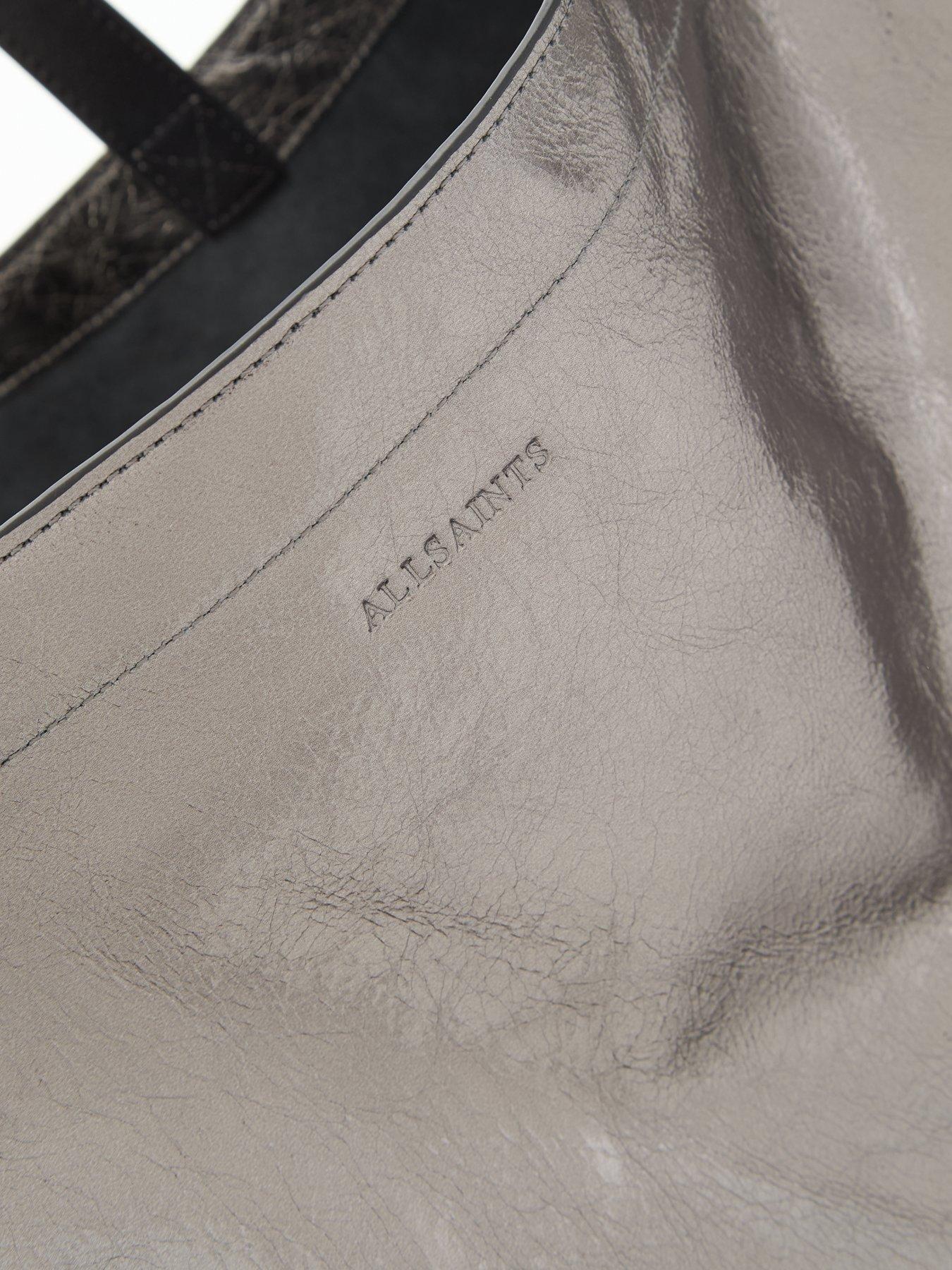 Image 3 of 4 of AllSaints Womens Metallic Leather Tote Bag - Grey