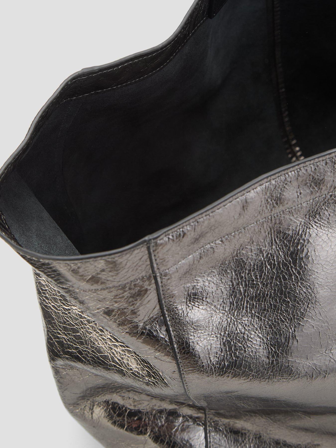 Image 4 of 4 of AllSaints Womens Metallic Leather Tote Bag - Grey