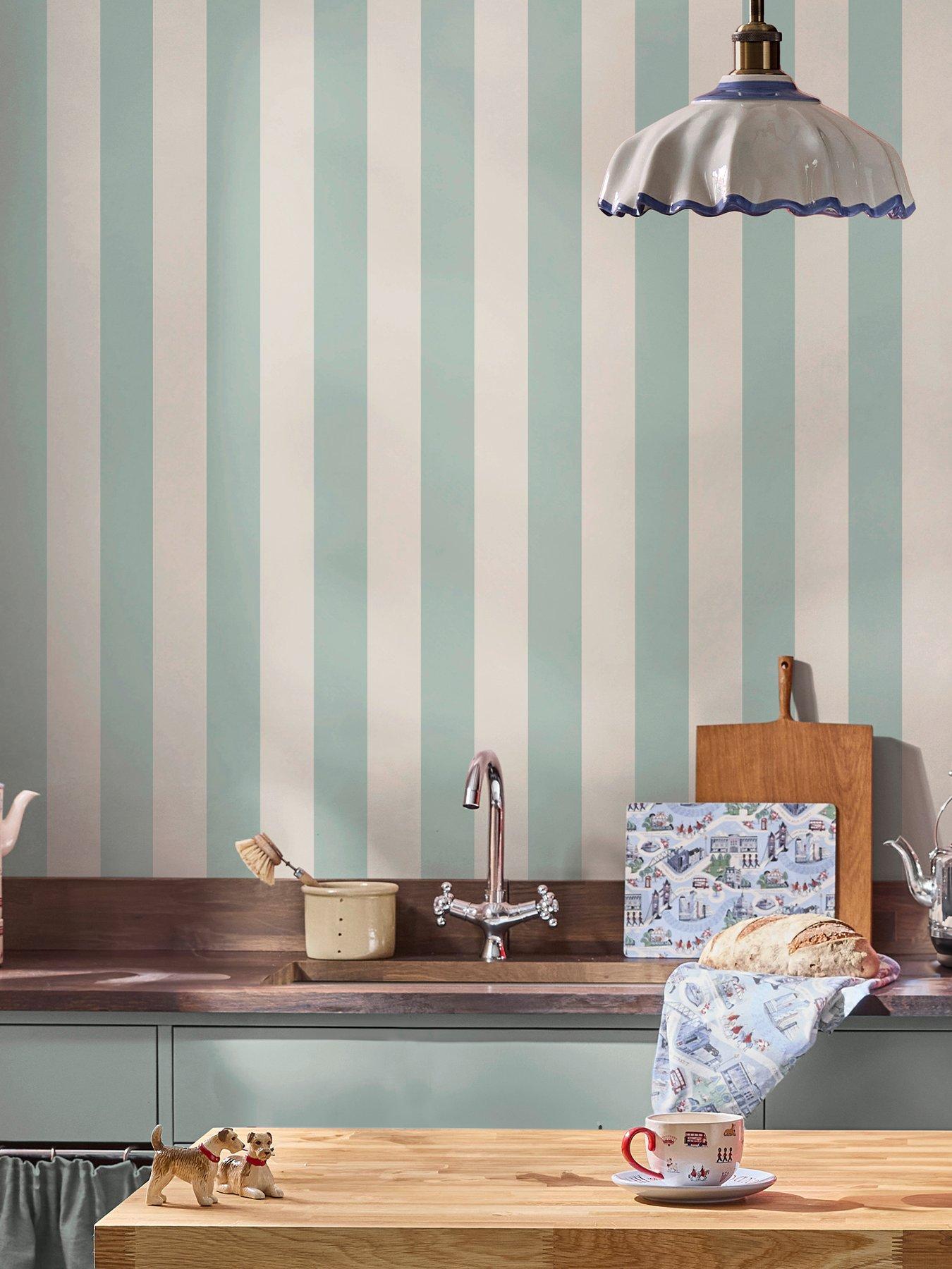 Cath Kidston Cath Kidston Canopy Stripe Duck Egg Blue Wallpaper