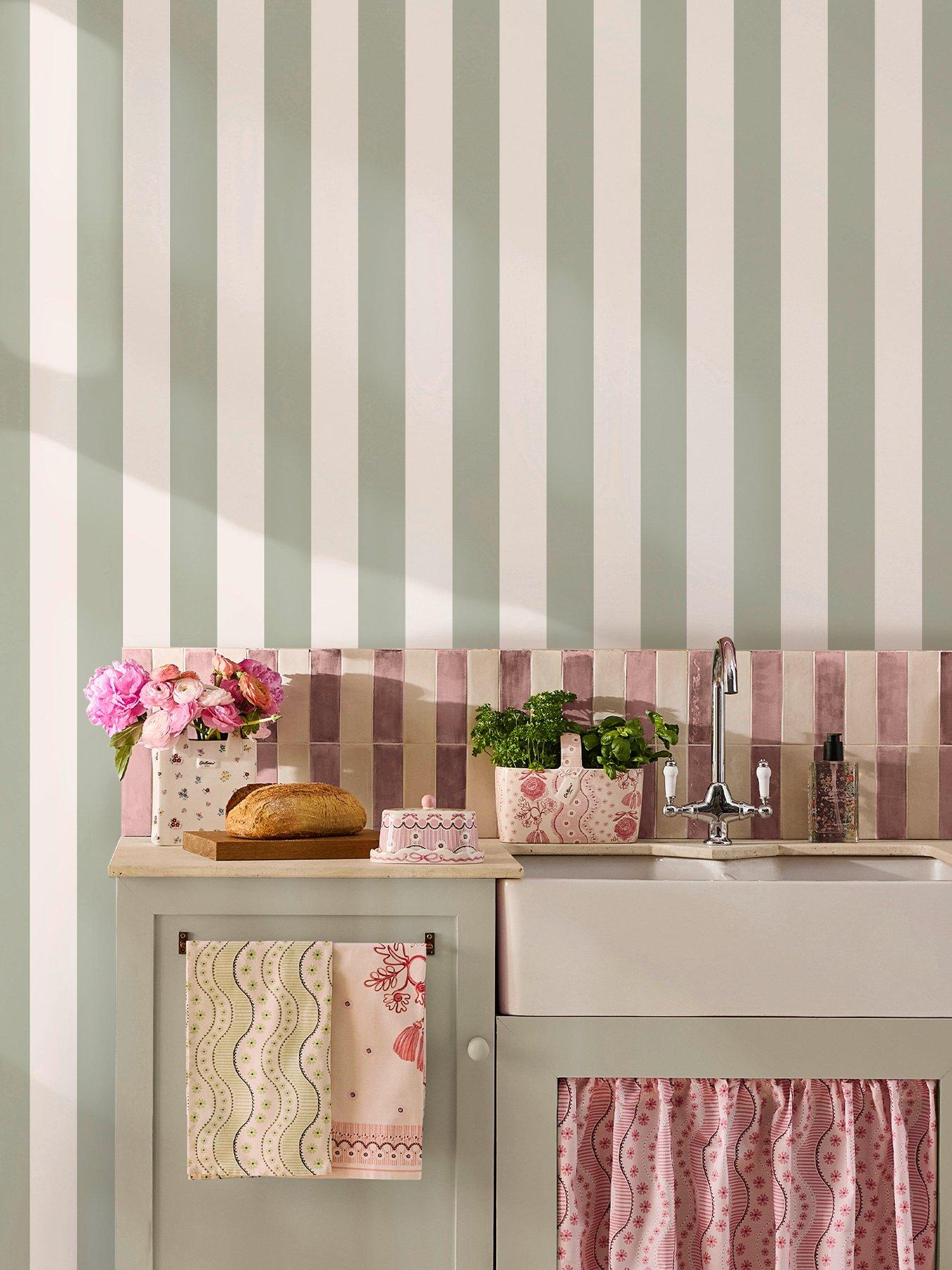 Cath Kidston Cath Kidston Canopy Stripe Sage Wallpaper