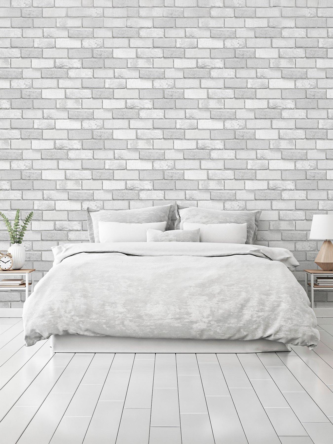 ARTHOUSE Diamond Silver Brick Wallpaper