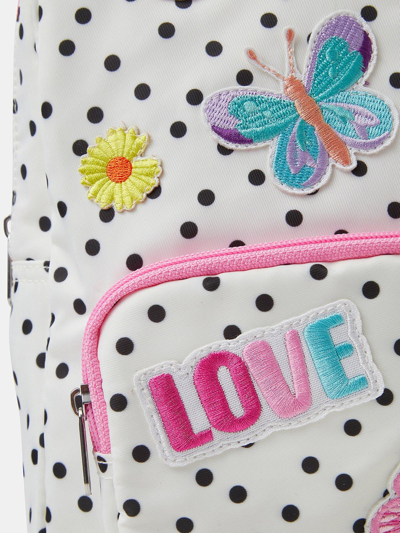 Image 4 of 4 of Accessorize Girls Spotty Badge Backpack - White