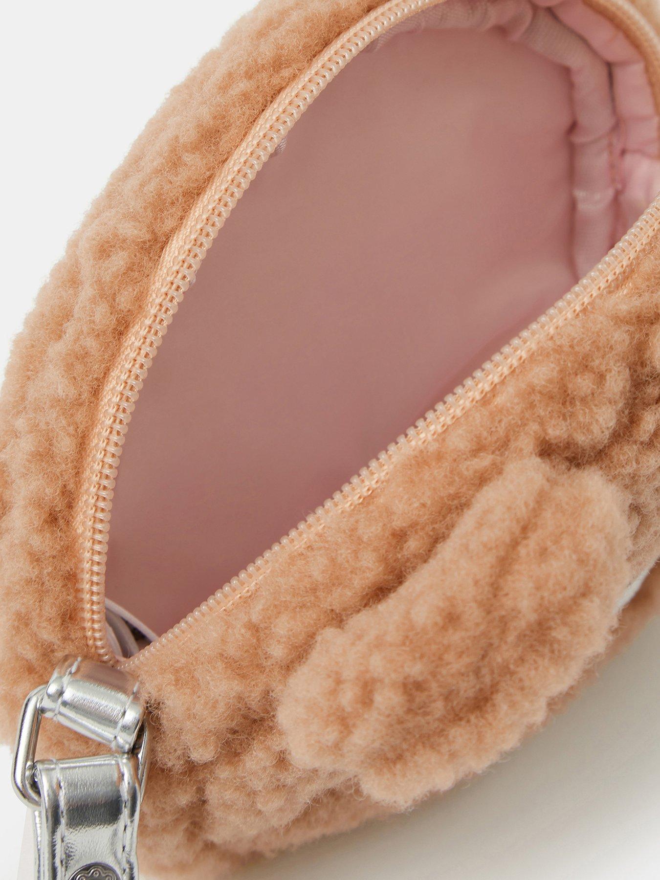 Image 4 of 4 of Accessorize Girls Fluffy Bear Crossbody Bag - Brown