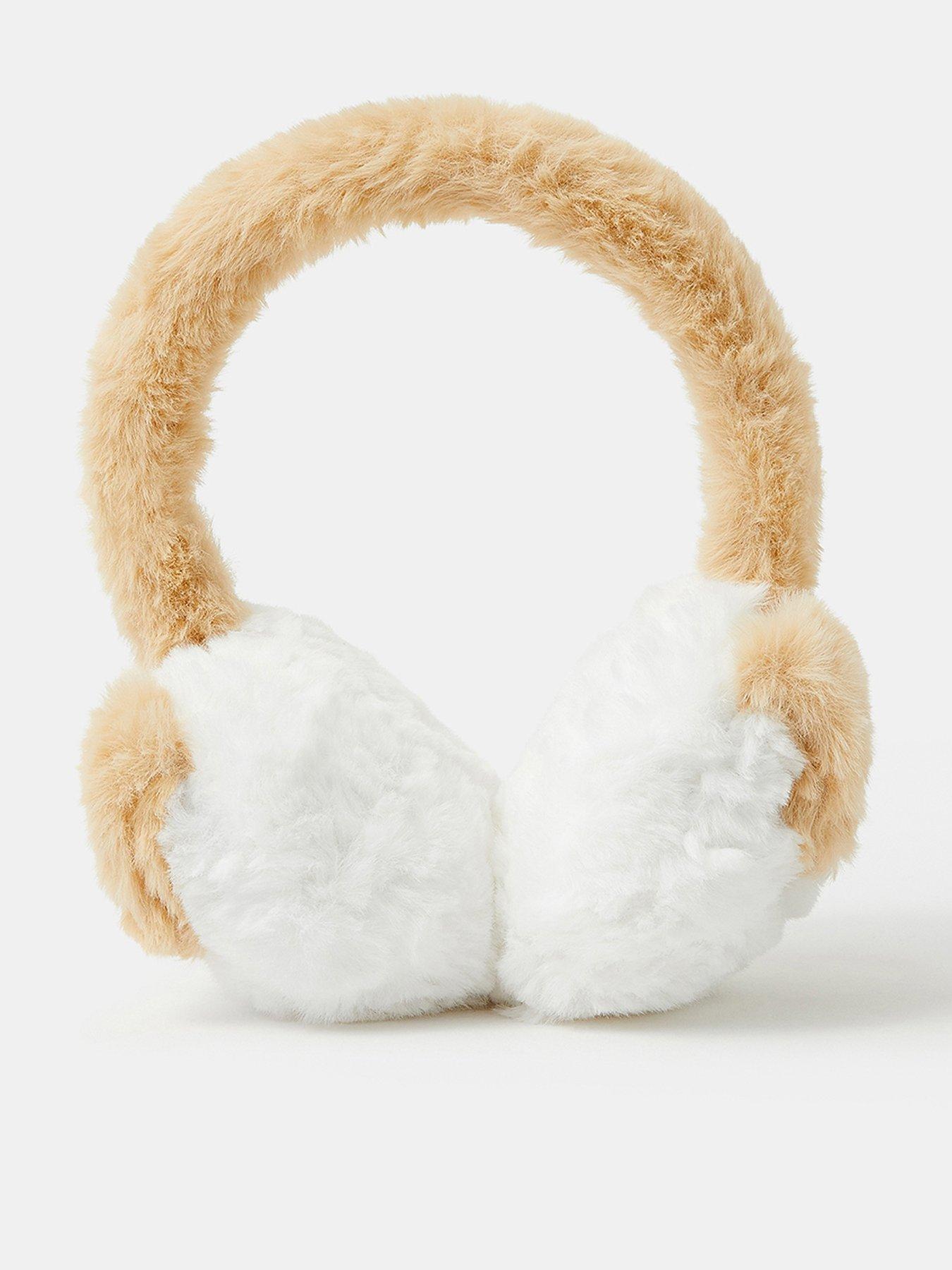 Image 1 of 2 of Accessorize Girls Faux Fur Dog Earmuffs - White
