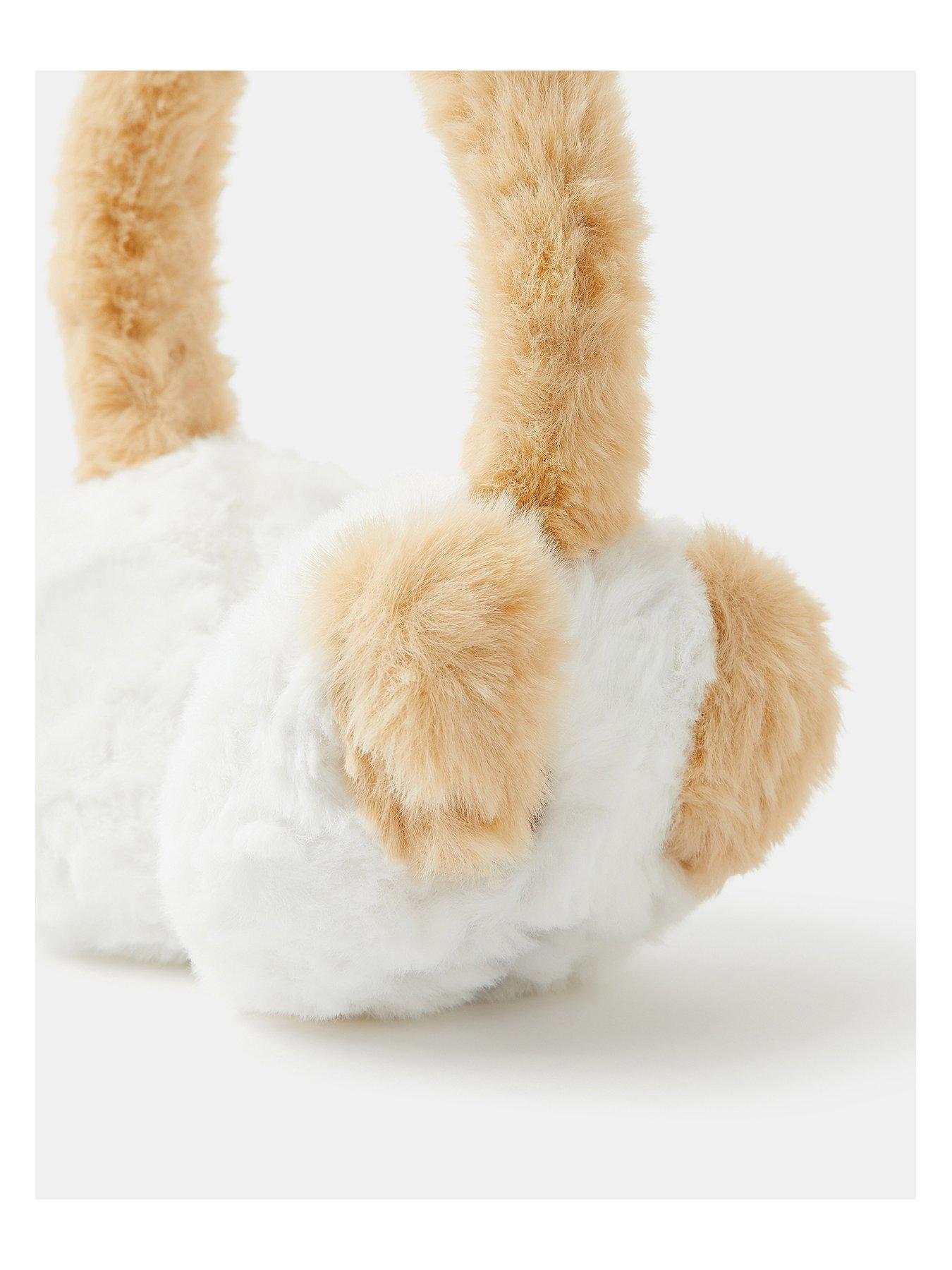 Image 2 of 2 of Accessorize Girls Faux Fur Dog Earmuffs - White