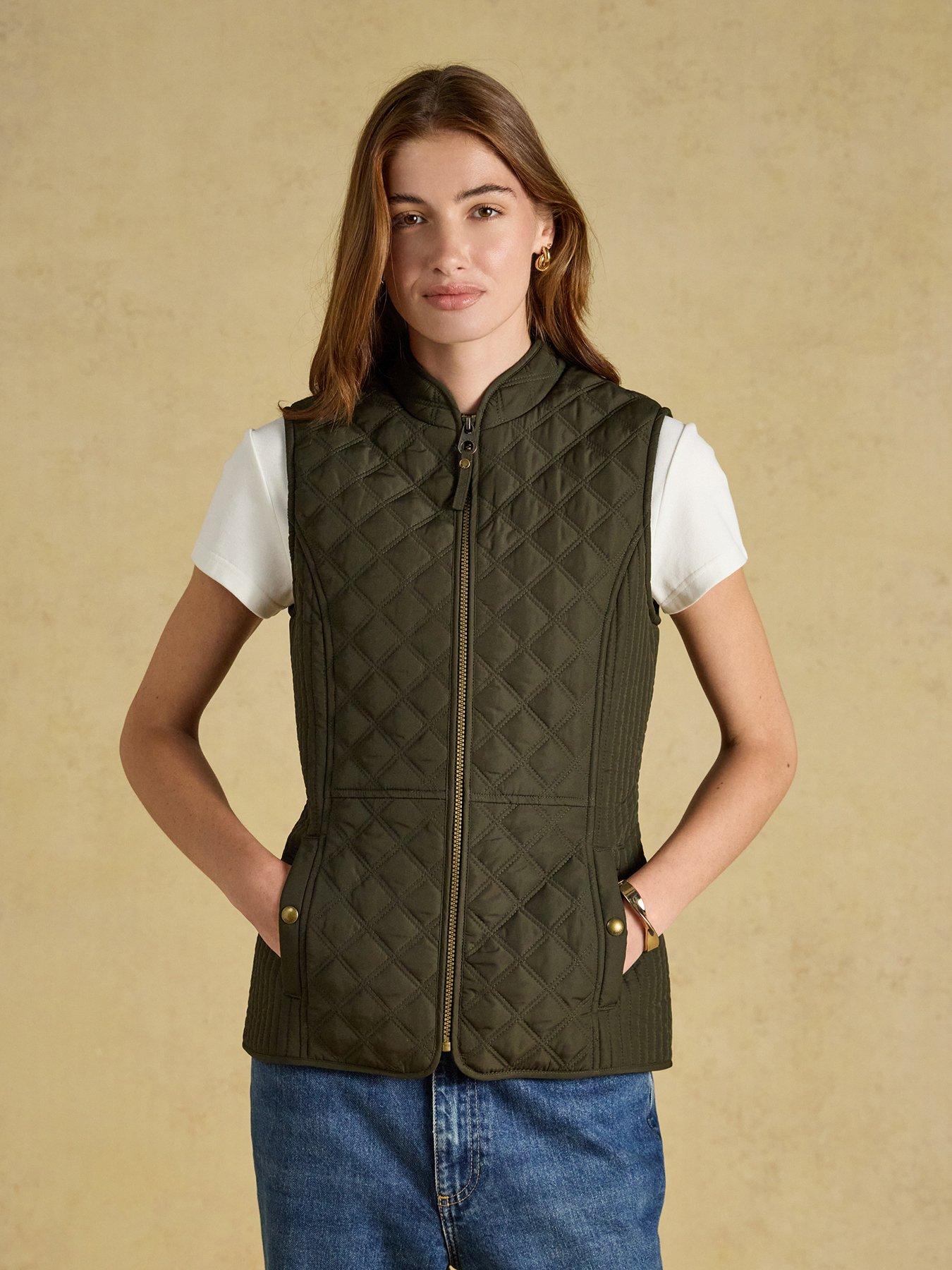 Image 1 of 7 of Joules Women's Minx Diamond Quilted Gilet - Rosemary Green