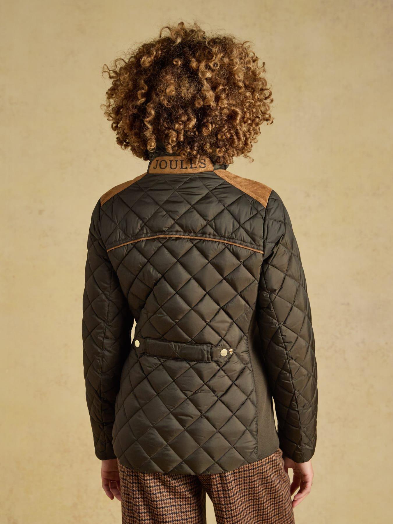 Image 2 of 7 of Joules Womens Diamond Quilted Showerproof Jacket - Green