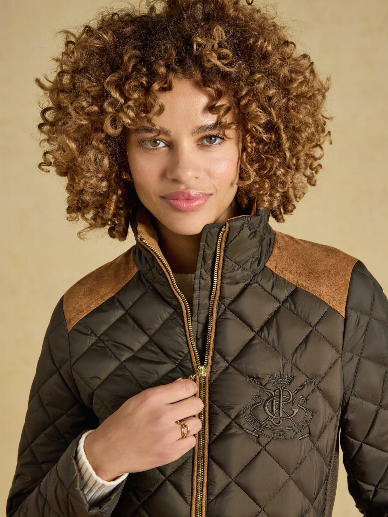 Image 4 of 7 of Joules Womens Diamond Quilted Showerproof Jacket - Green