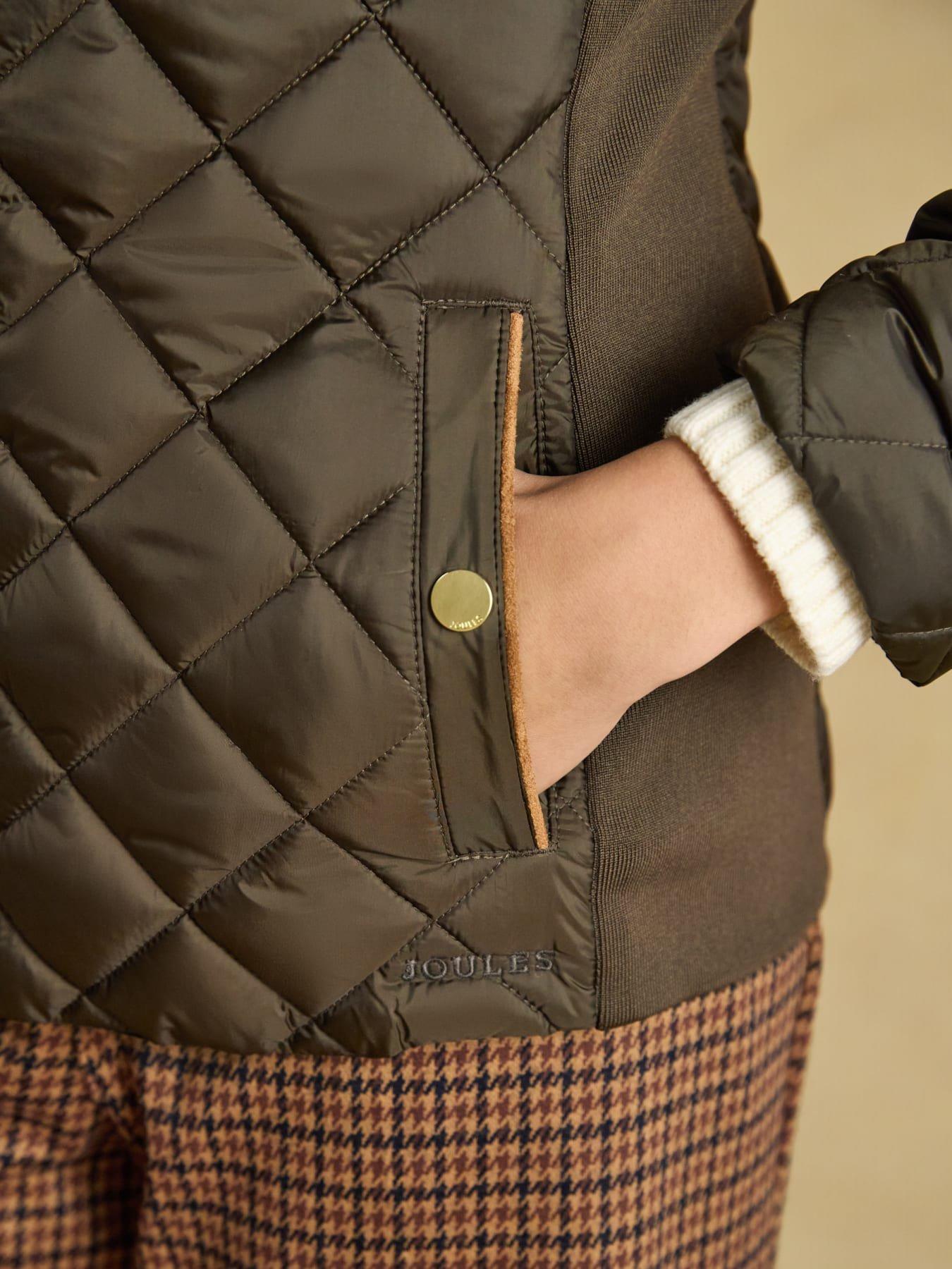 Image 6 of 7 of Joules Womens Diamond Quilted Showerproof Jacket - Green