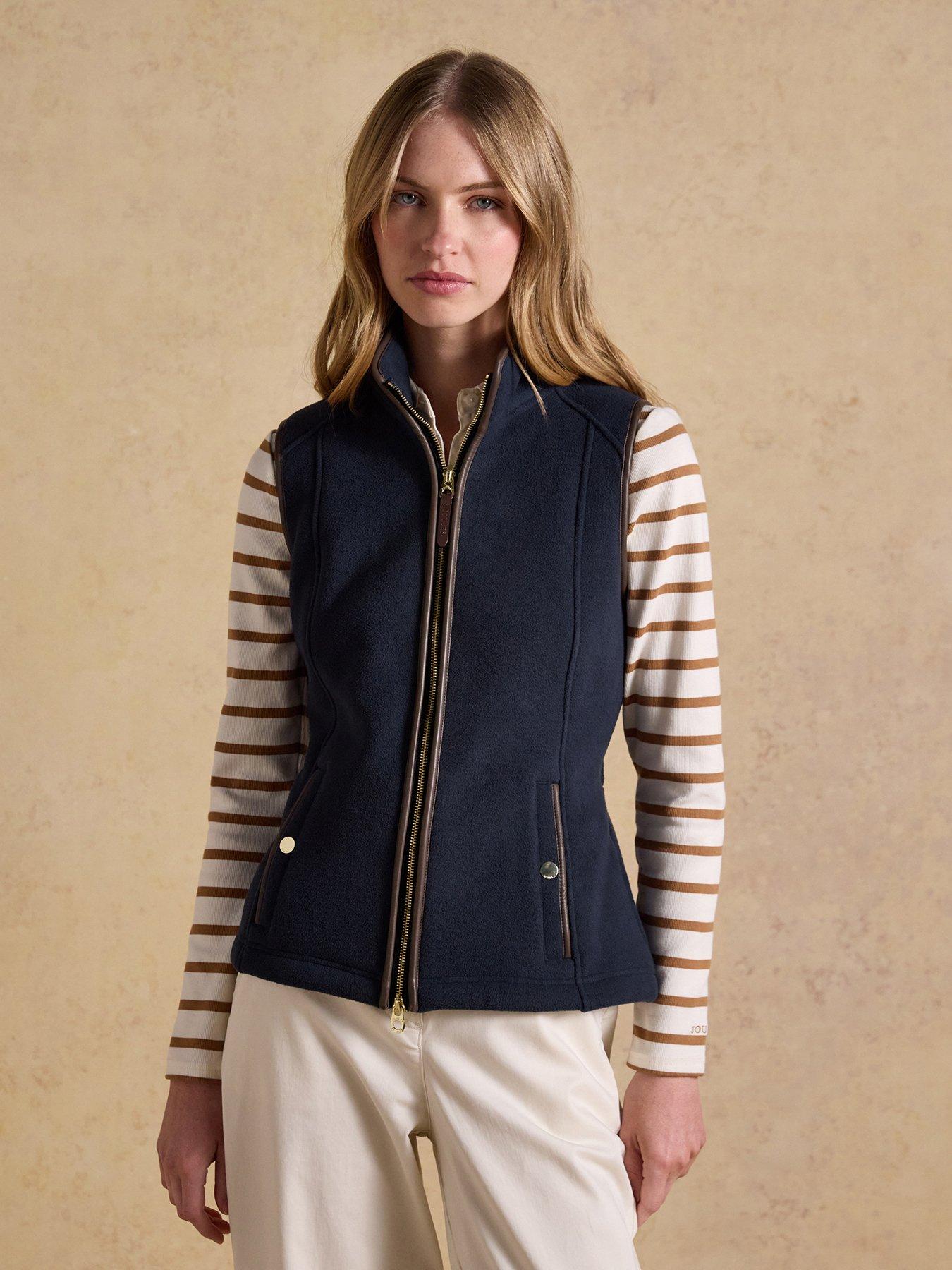 Image 1 of 7 of Joules Women's Zip Through Gilet with Stand Collar - Navy Blue