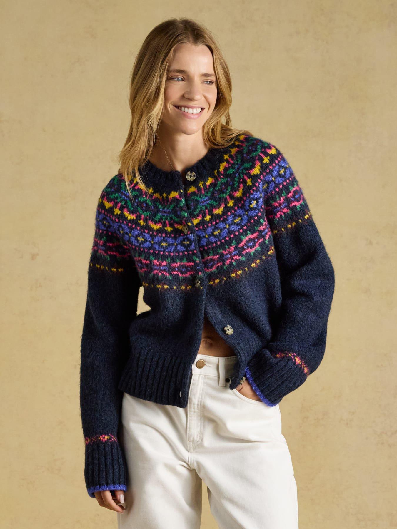 Image 1 of 7 of Joules Fairisle Cardigan - Navy