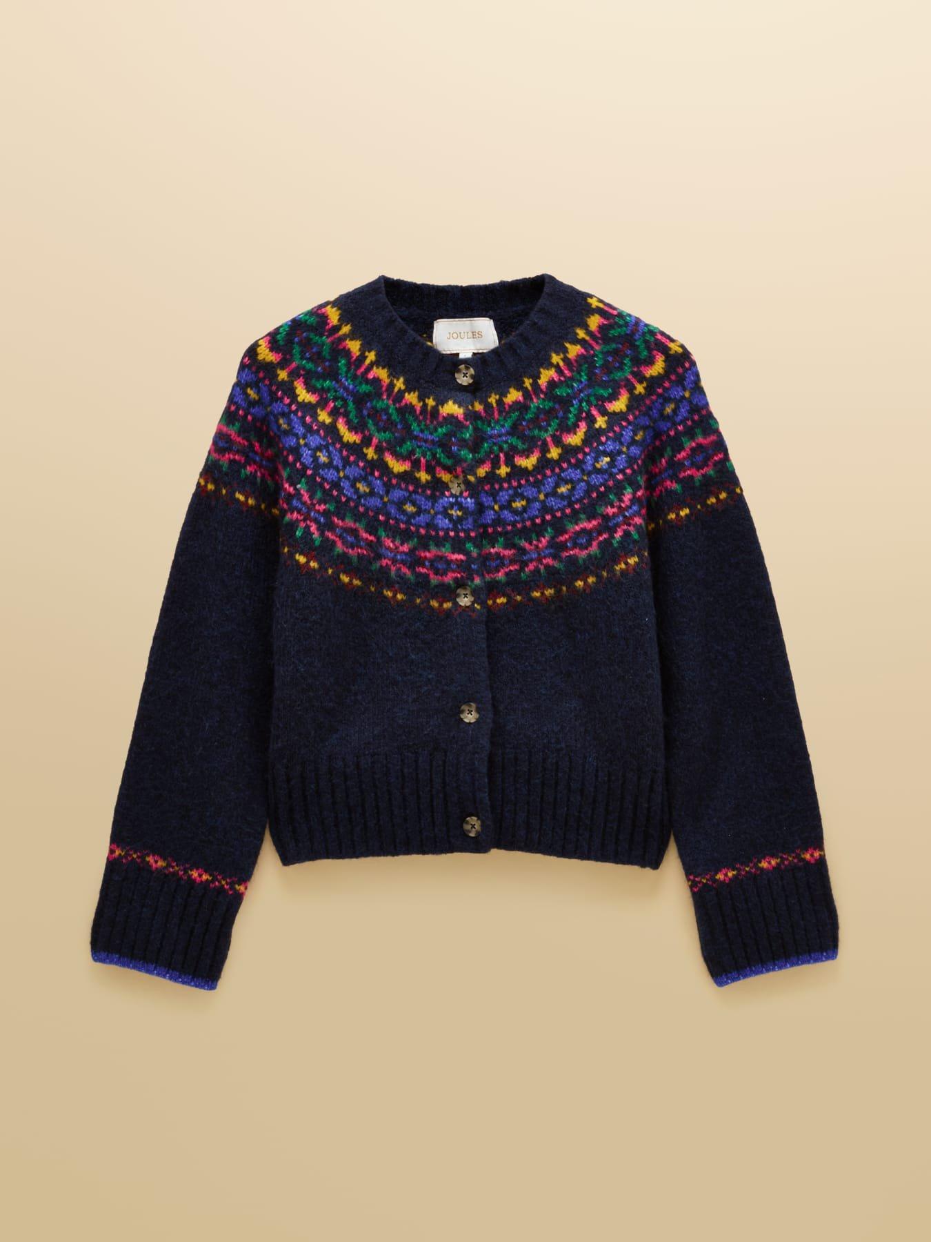 Image 7 of 7 of Joules Fairisle Cardigan - Navy