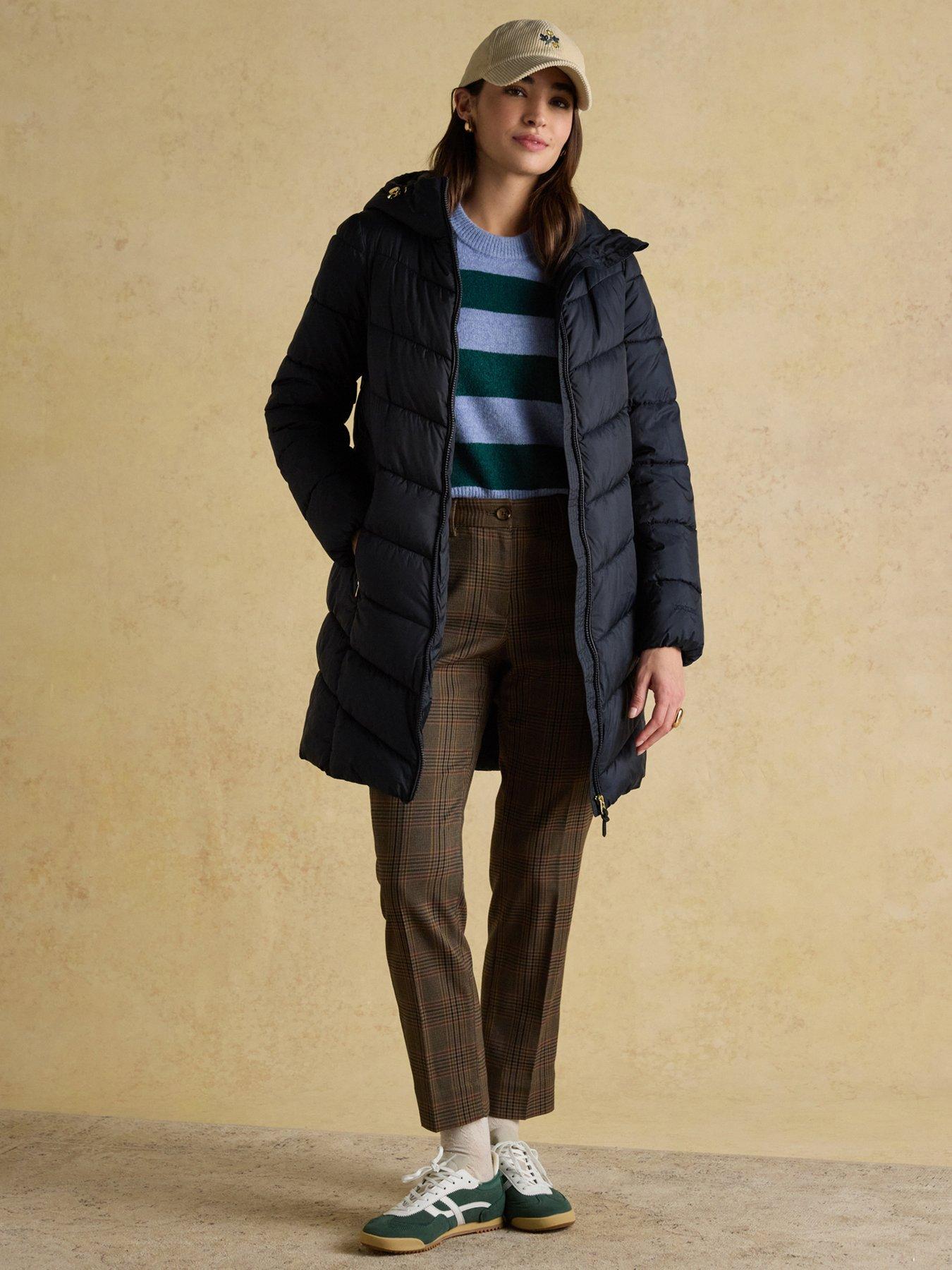 Image 3 of 7 of Joules Womens Moorsdale Showerproof Padded Mid Length Coat - Navy