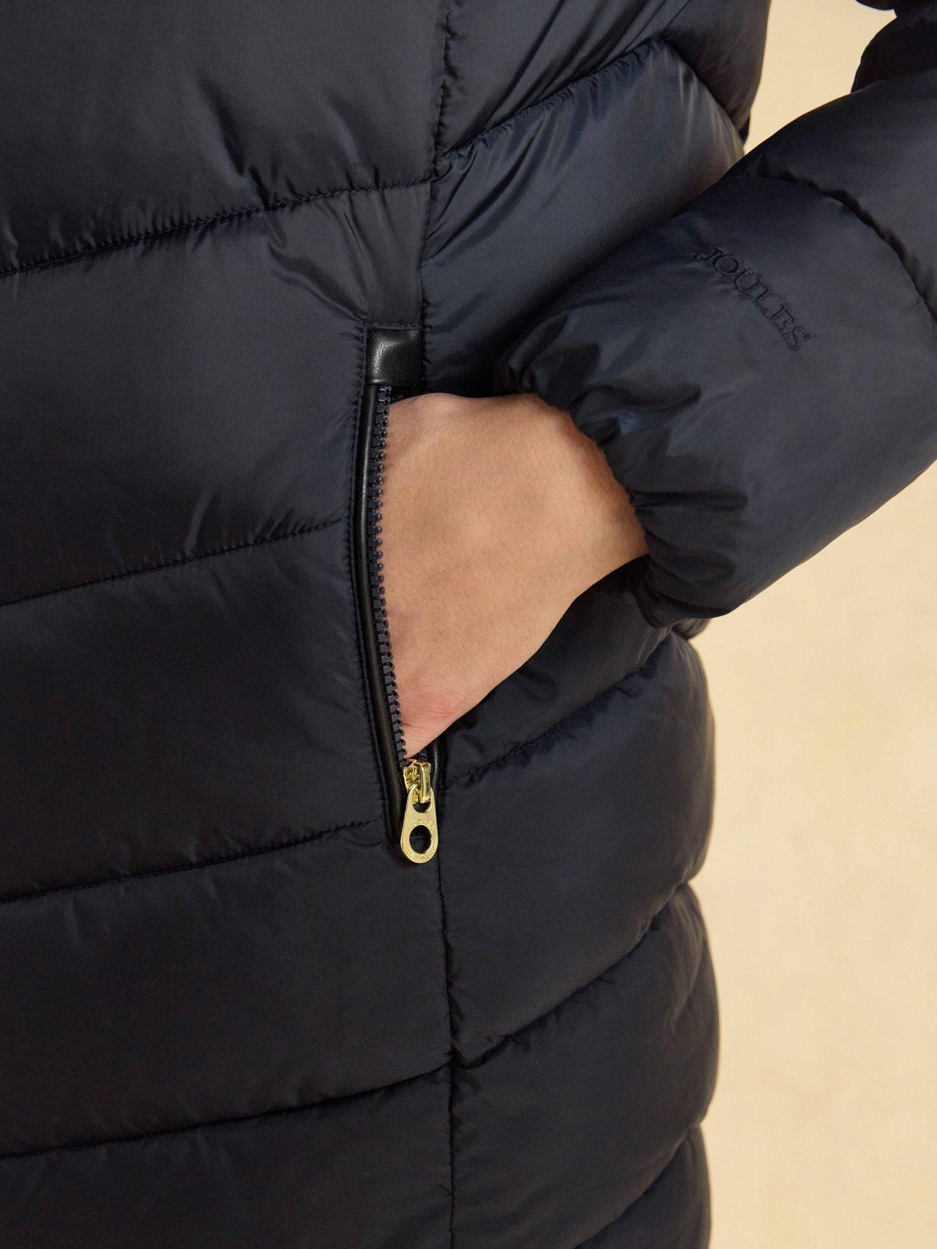 Image 7 of 7 of Joules Womens Moorsdale Showerproof Padded Mid Length Coat - Navy