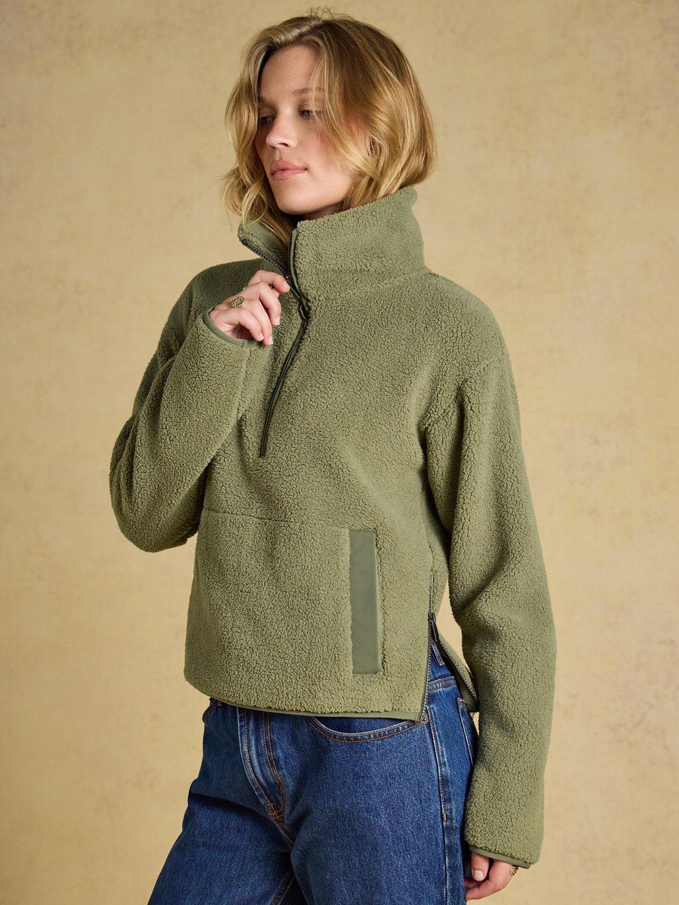 Joules Women's Borg Half Zip Funnel Neck Fleece - Green