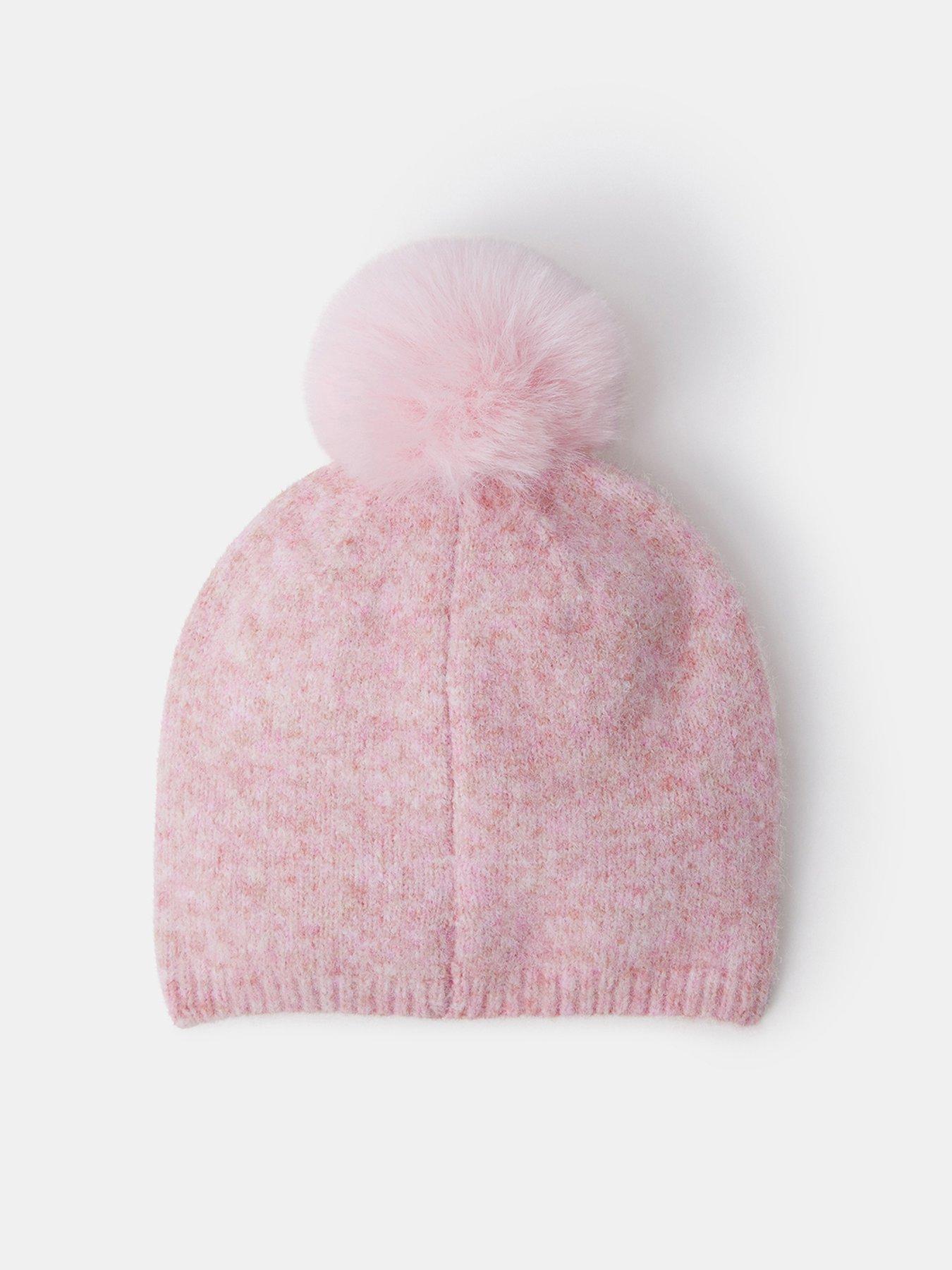 Image 2 of 3 of Accessorize Girls Sequin Floral Pom Beanie Hat - Pink