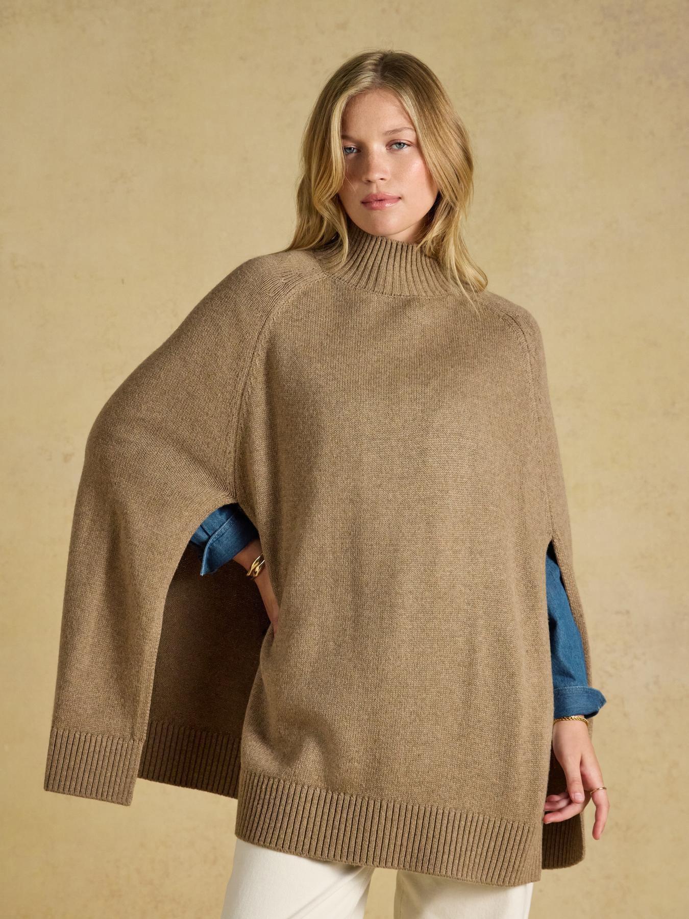 Image 1 of 6 of Joules Women's Knitted Cape Horse Intarsia - Tan