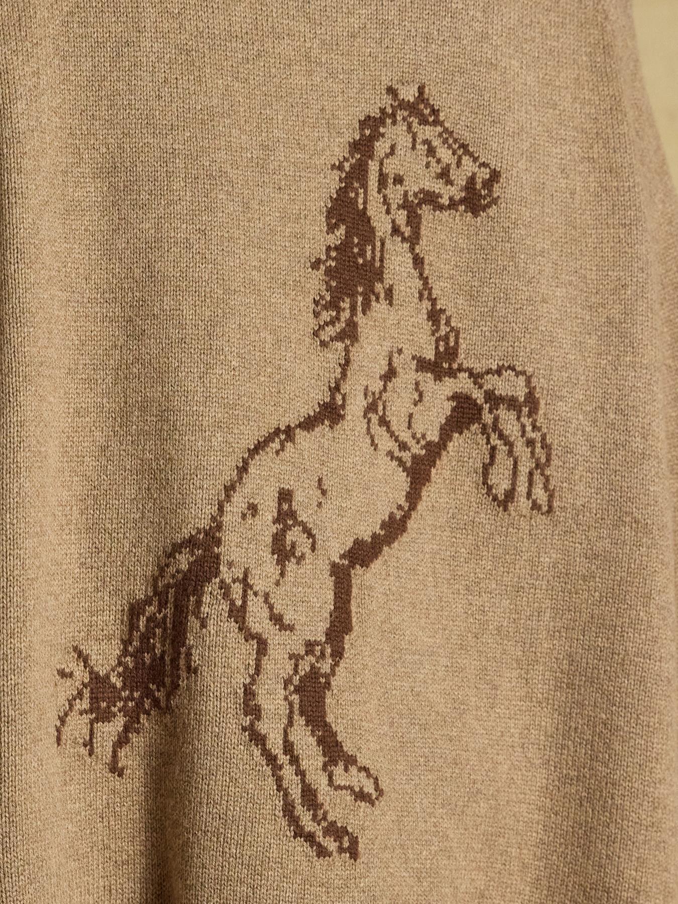 Image 4 of 6 of Joules Women's Knitted Cape Horse Intarsia - Tan